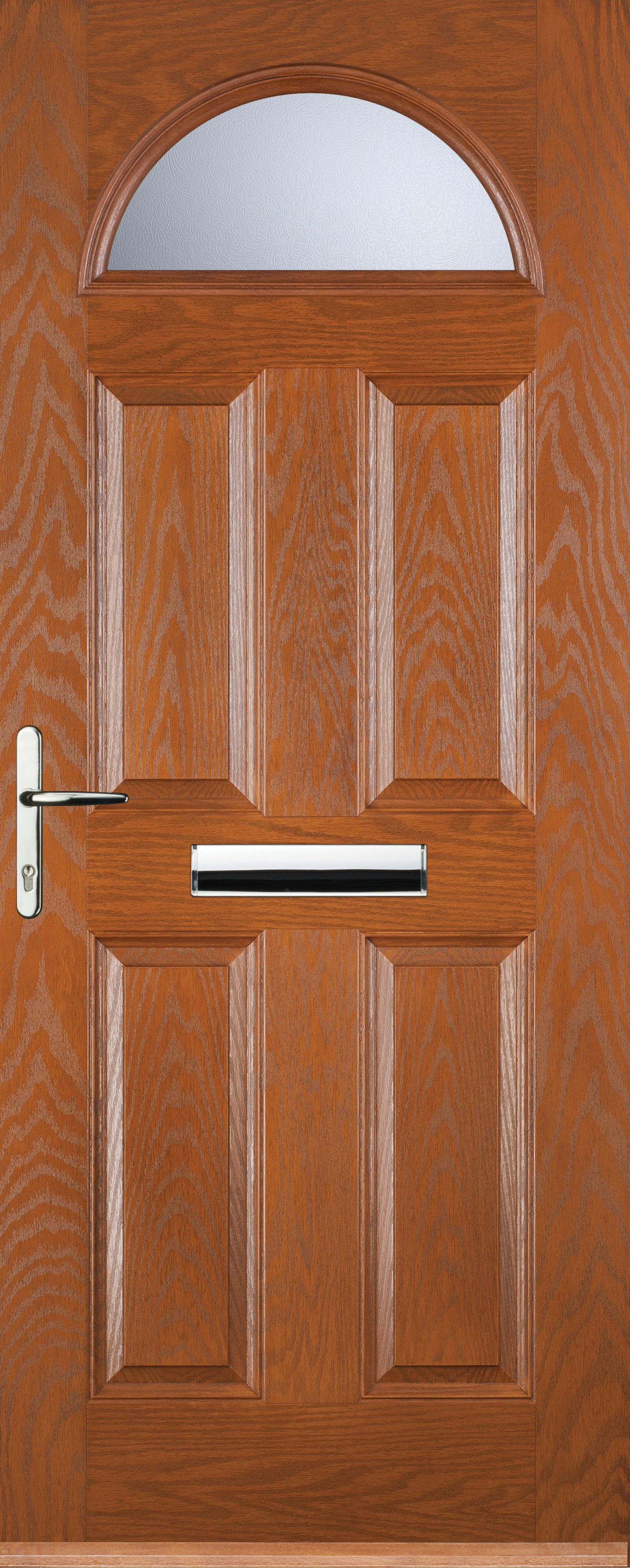 Euramax 4 Panel 1 Arch Right Hand Oak Composite Door - 880 x 2100mm