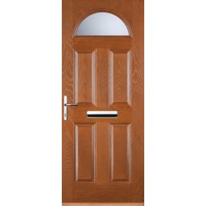 Euramax 4 Panel 1 Arch Oak Right Hand Composite Door