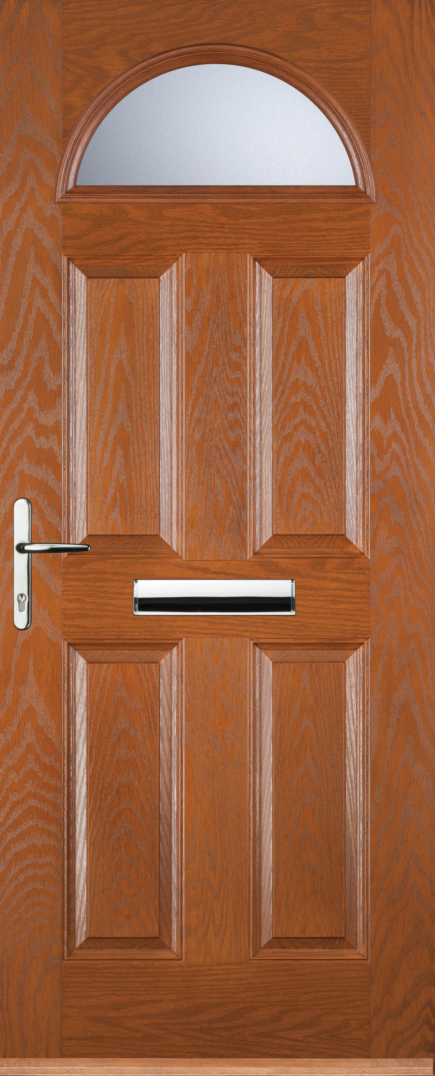 Image of Euramax 4 Panel 1 Arch Right Hand Oak Composite Door - 840 x 2100mm