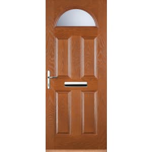 Image of Euramax 4 Panel 1 Arch Right Hand Oak Composite Door - 840 x 2100mm