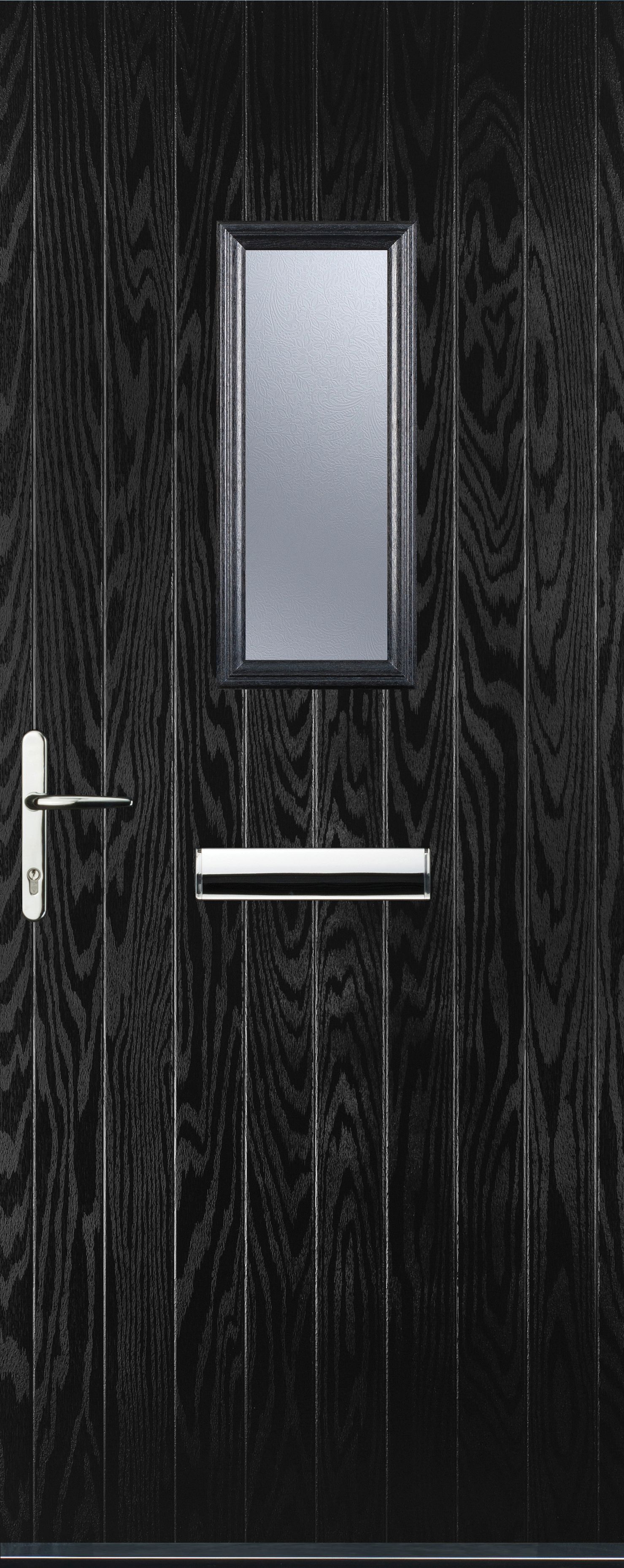 Image of Euramax 1 Square Right Hand Black Composite Door - 880 x 2100mm