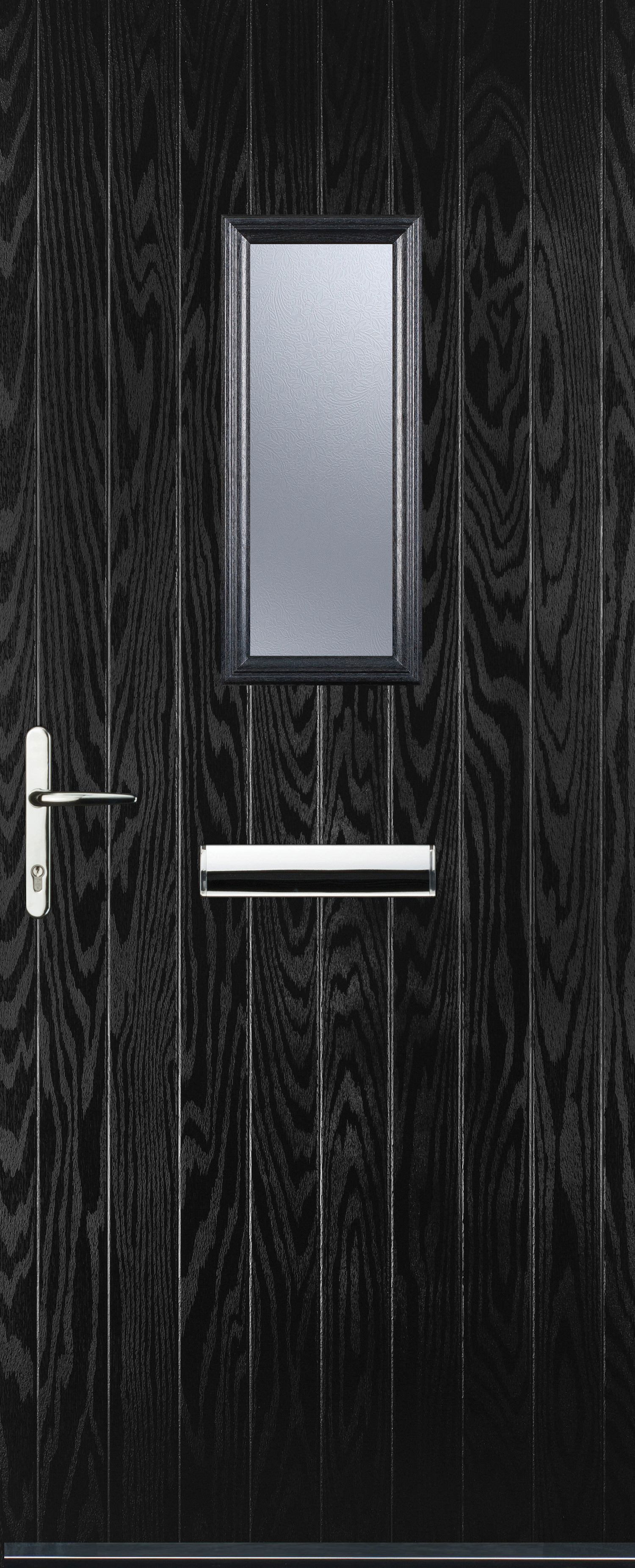 Image of Euramax 1 Square Right Hand Black Composite Door - 840 x 2100mm