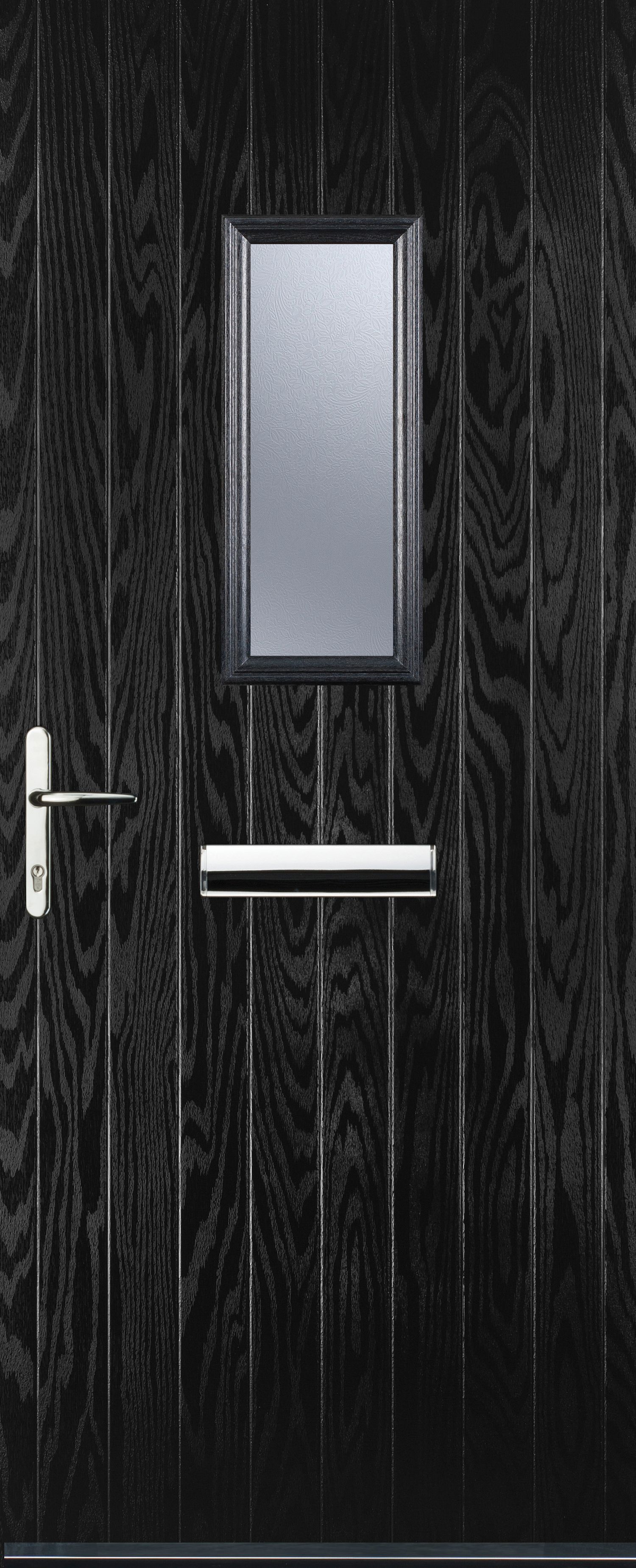 Euramax 1 Square  Right Hand Black Composite Door - 840 x 2100mm