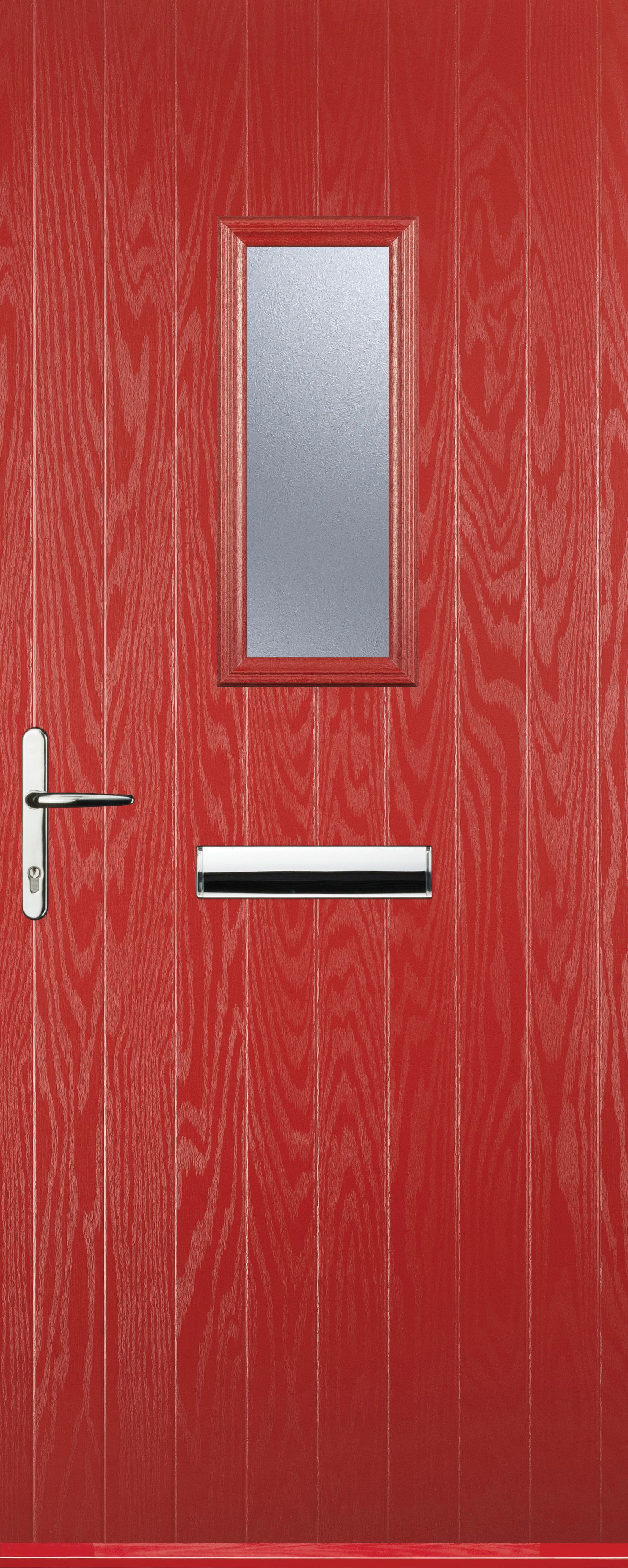 Image of Euramax 1 Square Right Hand Red Composite Door - 840 x 2100mm