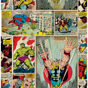 Marvel Superheroes Comic Strip Decorative Wallpaper - 10m