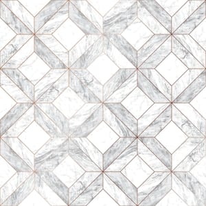 Contour Marble Marquetry Grey Kitchen & Bathroom Wallpaper - 10m