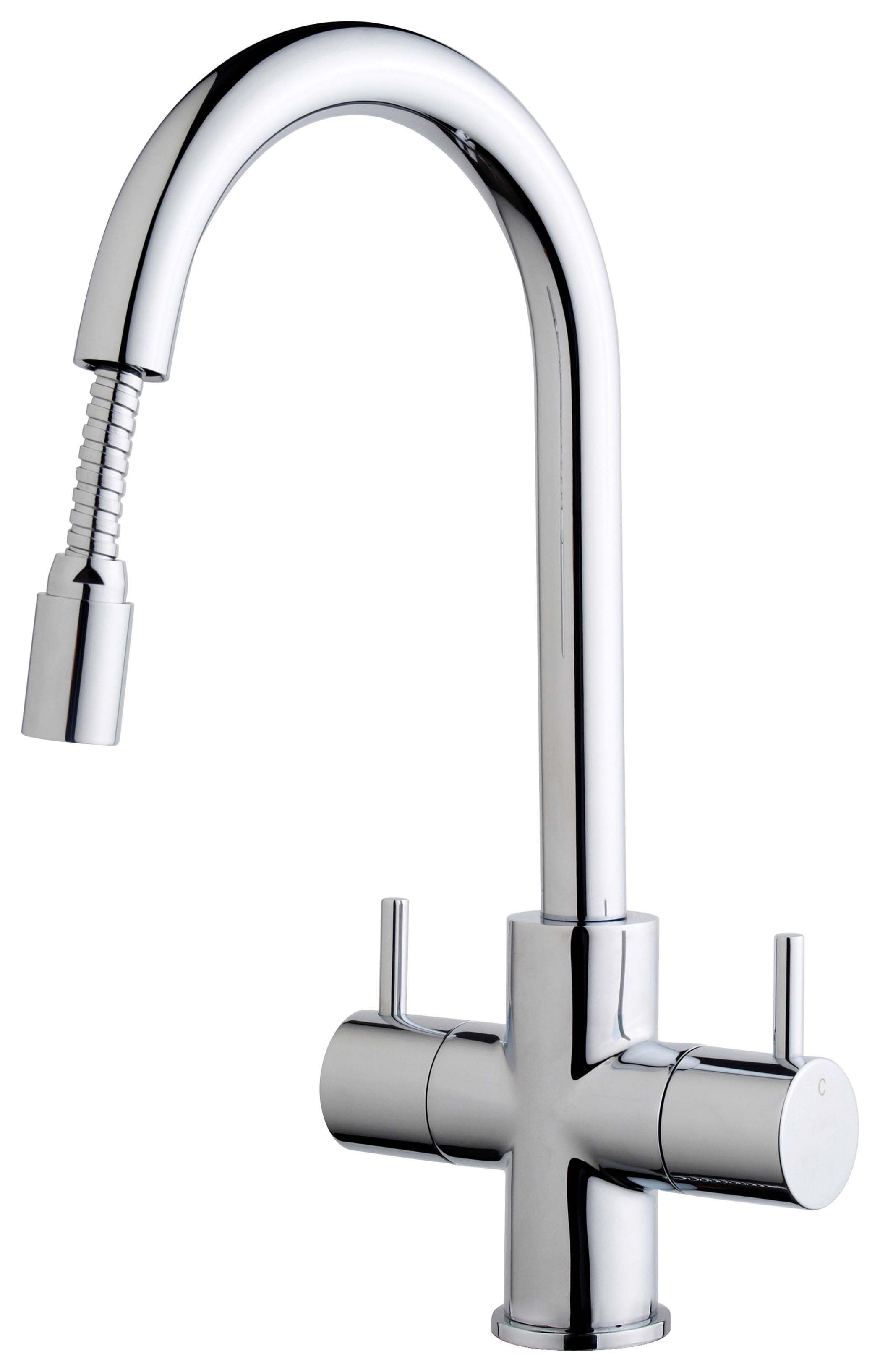 Image of Wickes Kisdon Monobloc Pull Out Kitchen Sink Mixer Tap - Chrome