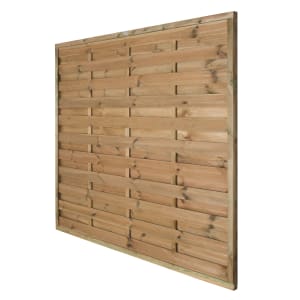 Image of Forest Garden Pressure Treated Horizontal Hit & Miss Fence Panel - 1800 x 1800mm - 6 x 6ft - Pack of 5