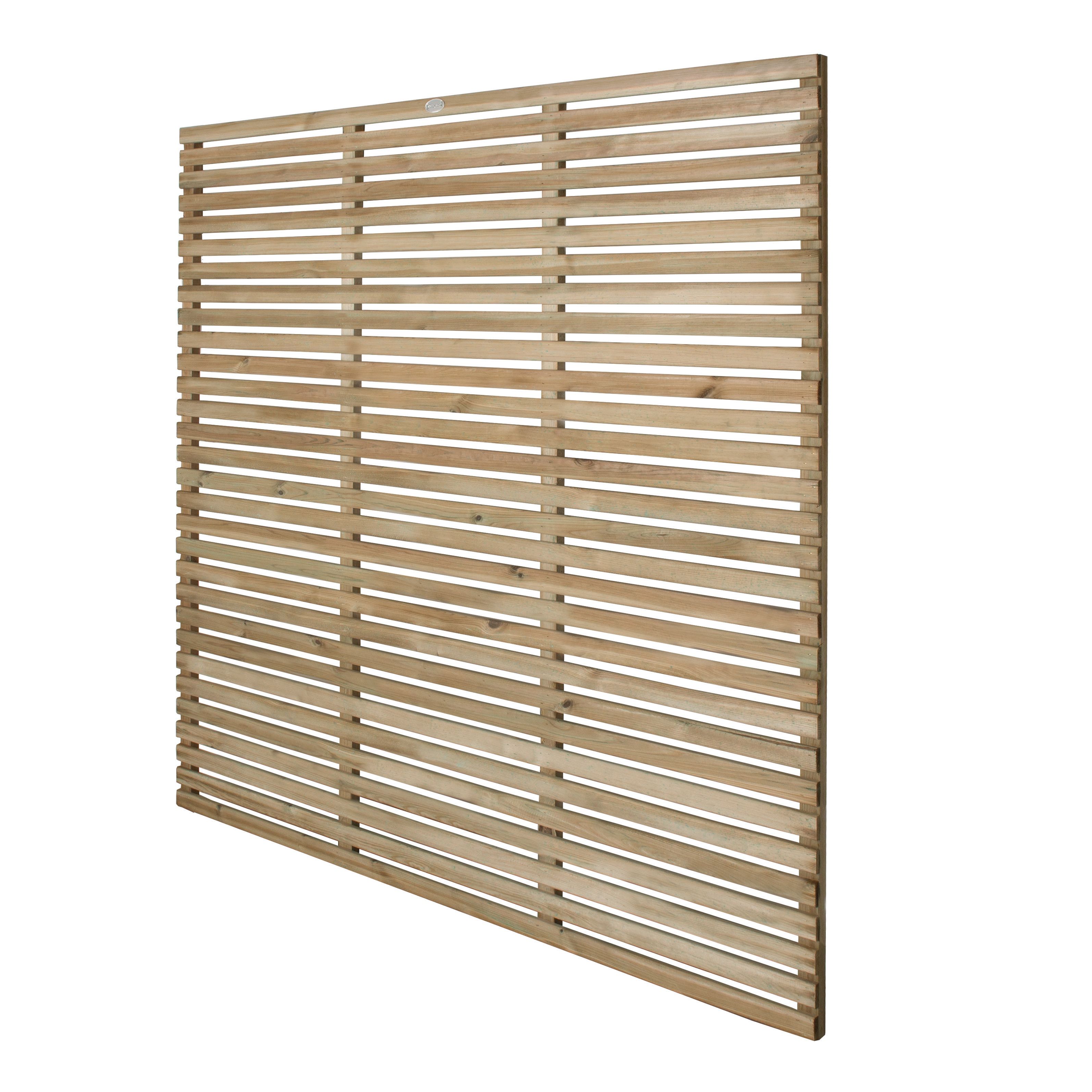 Image of Forest Garden Contemporary Single Slatted Fence Panel - 1800 x 1800mm - 6 x 6ft - Pack of 3