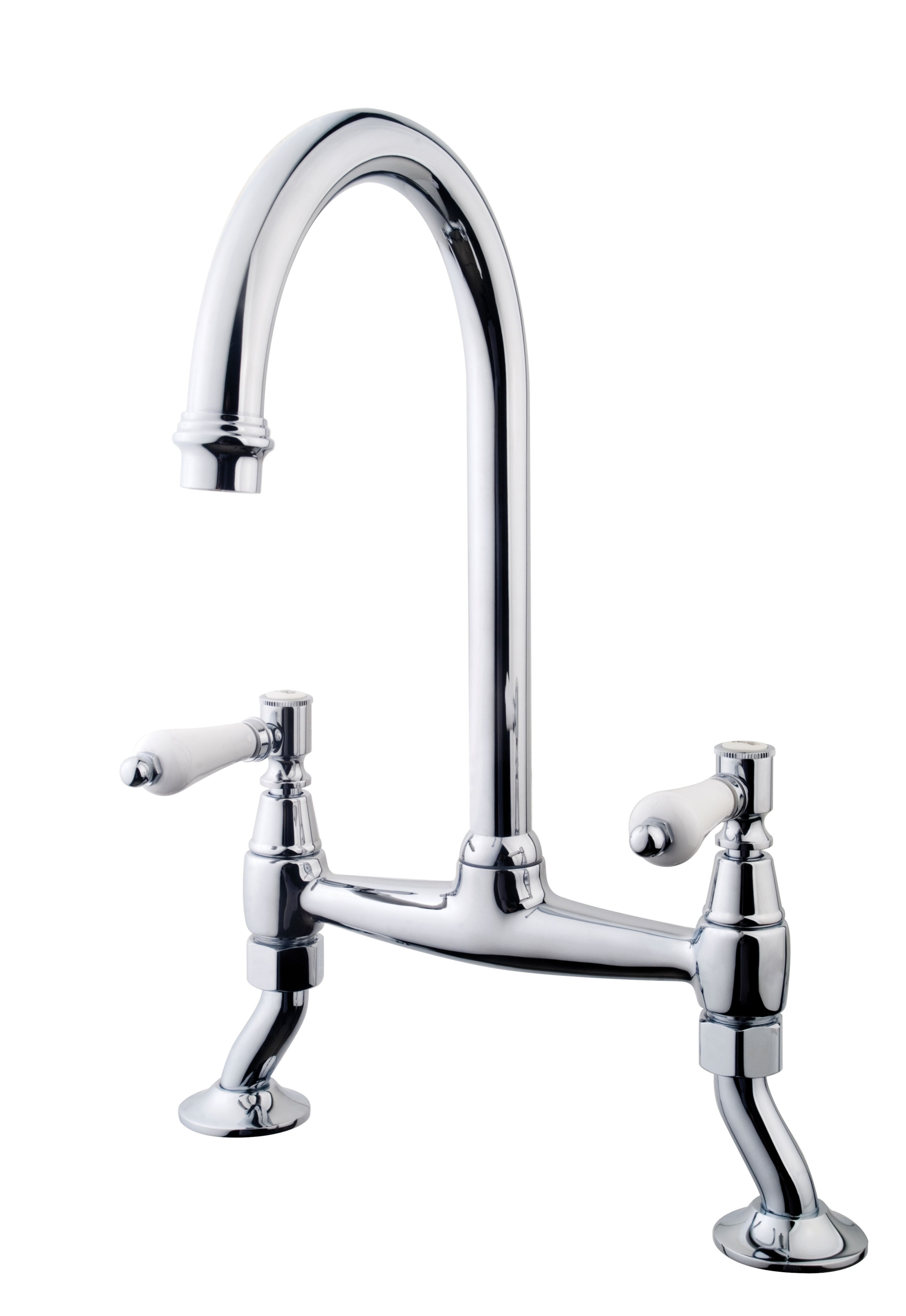 Image of Wickes Zores Kitchen Sink Bridge Mixer Tap - Chrome