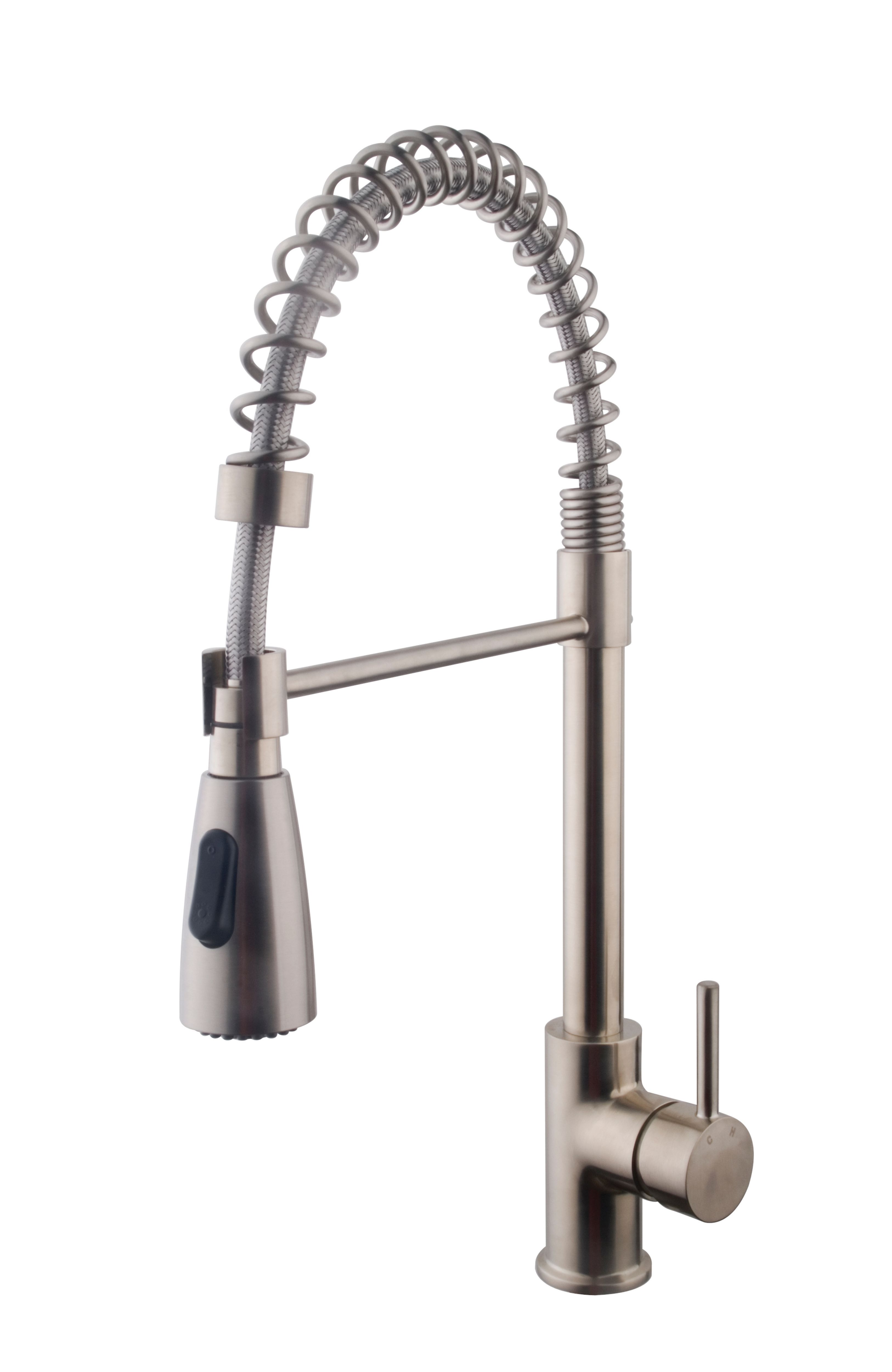 Image of Wickes Professional Monobloc Loose Coil Pull Out Kitchen Sink Mixer Tap - Brushed Nickel