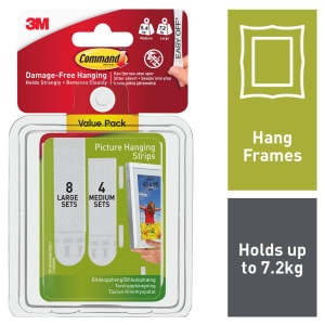 Command White Picture Hanging Strips - 4 Pairs of Medium & 8 Pairs of Large
