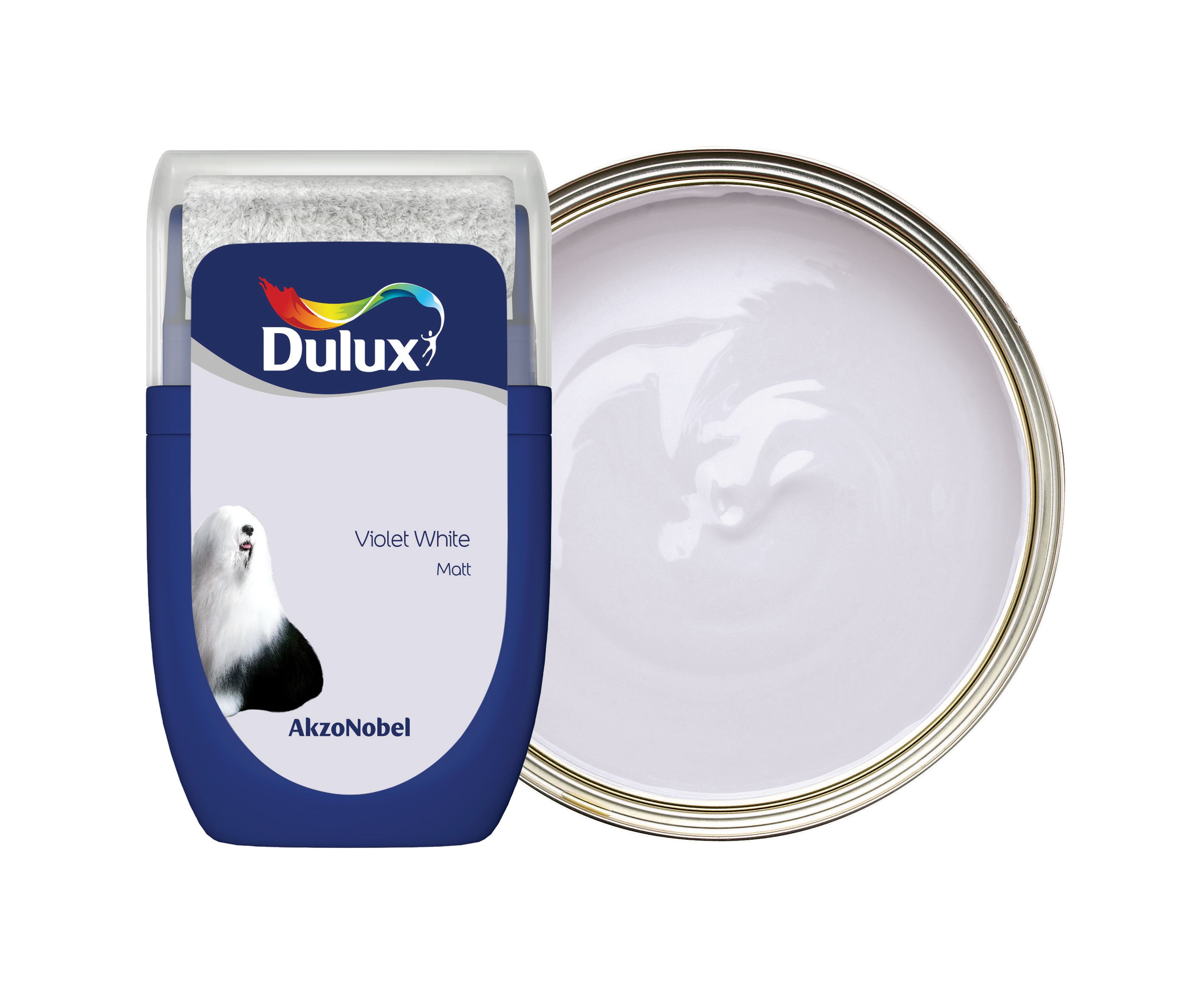 Image of Dulux Emulsion Paint - Violet White Tester Pot - 30ml