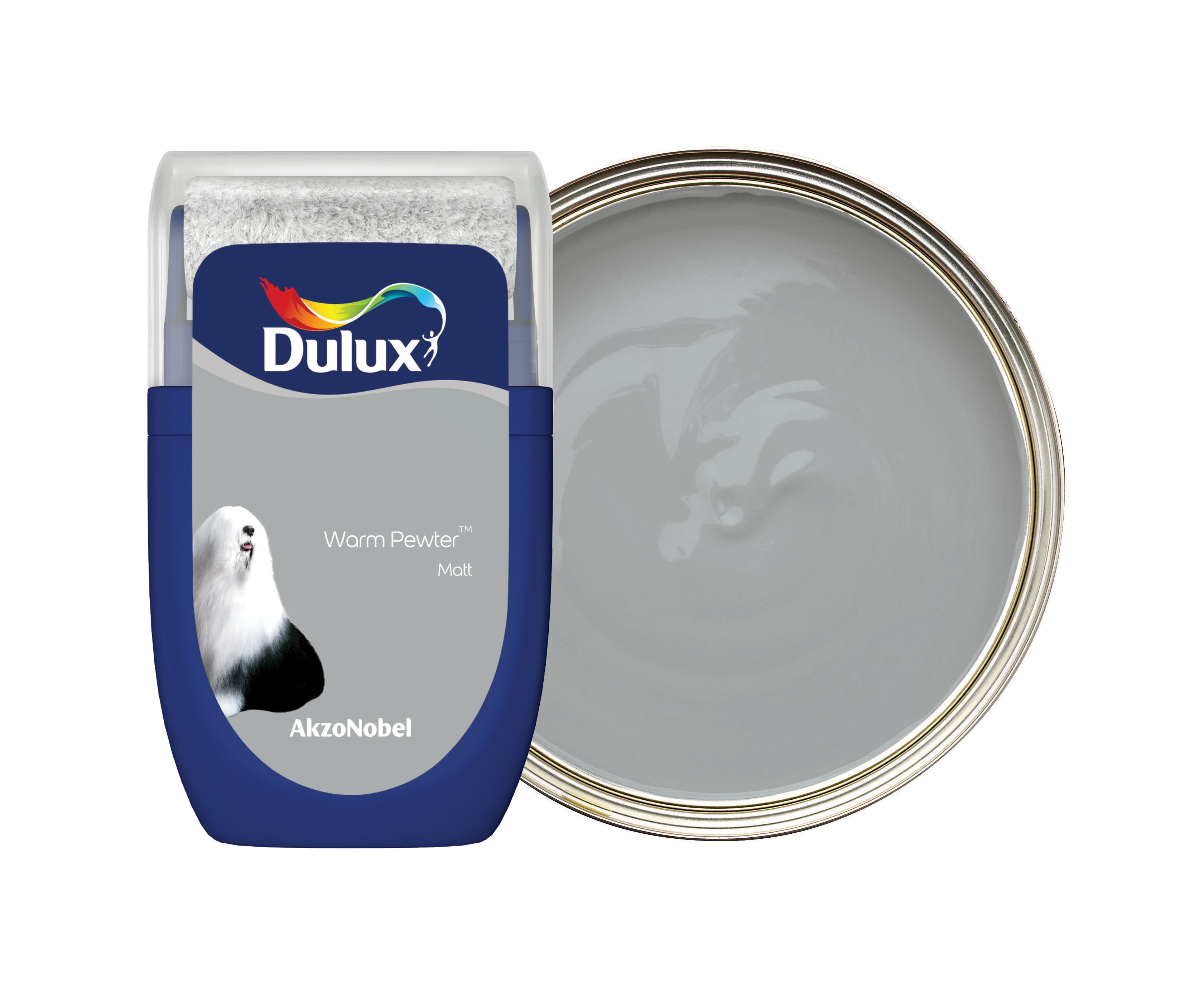 Image of Dulux Emulsion Paint - Warm Pewter Tester Pot - 30ml