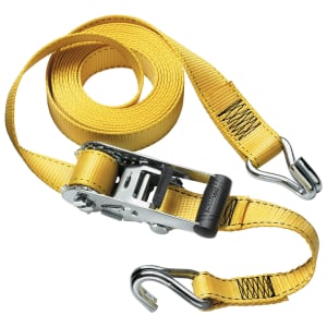 Master Lock Yellow Ratchet Tie Down Strap with J-Hooks - 6m x 35mm
