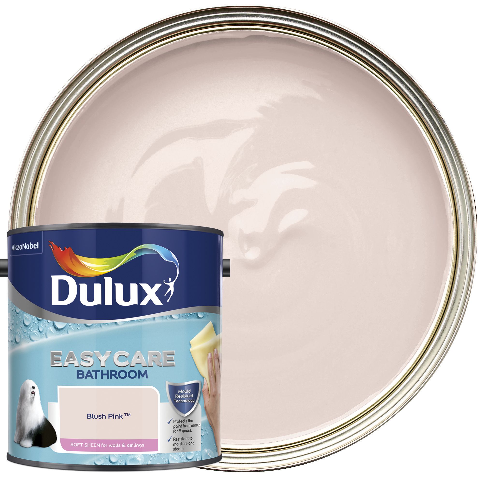 Dulux Easycare Bathroom Soft Sheen Emulsion Paint Blush Pink - 2.5L