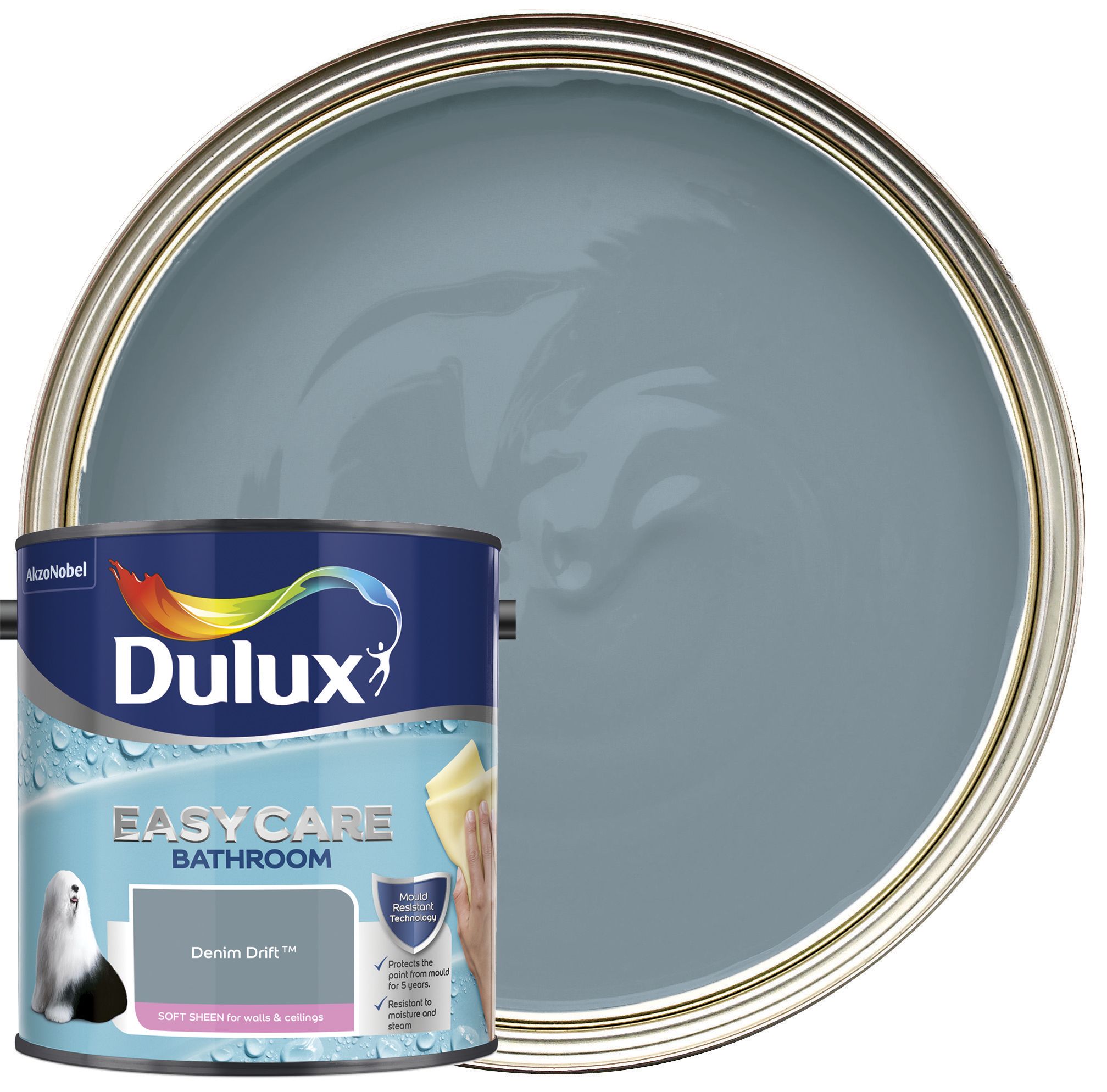 Dulux Easycare Bathroom Soft Sheen Emulsion Paint - Denim Drift - 2.5L