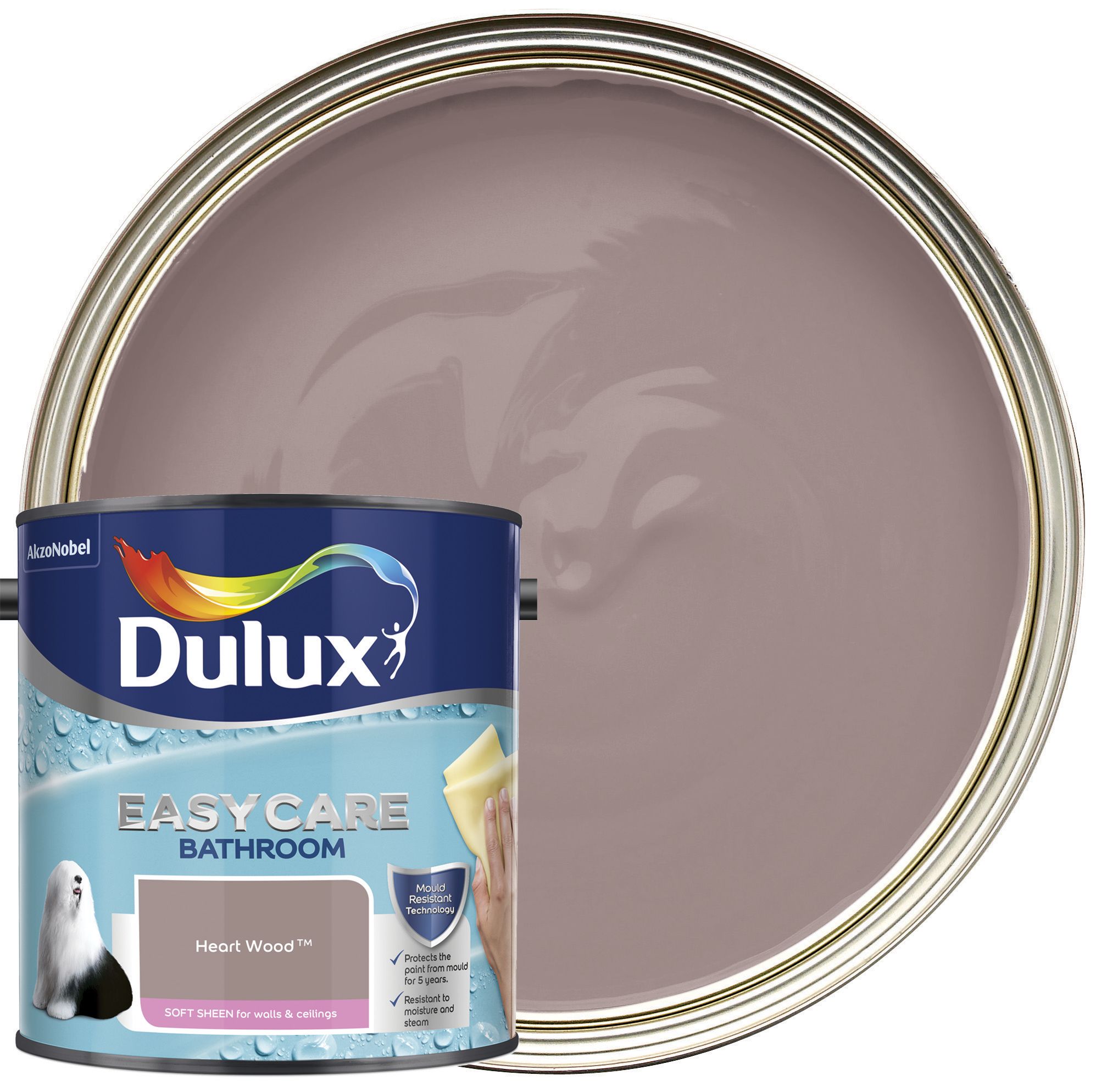Dulux Easycare Bathroom Soft Sheen Emulsion Paint Heart Wood - 2.5L