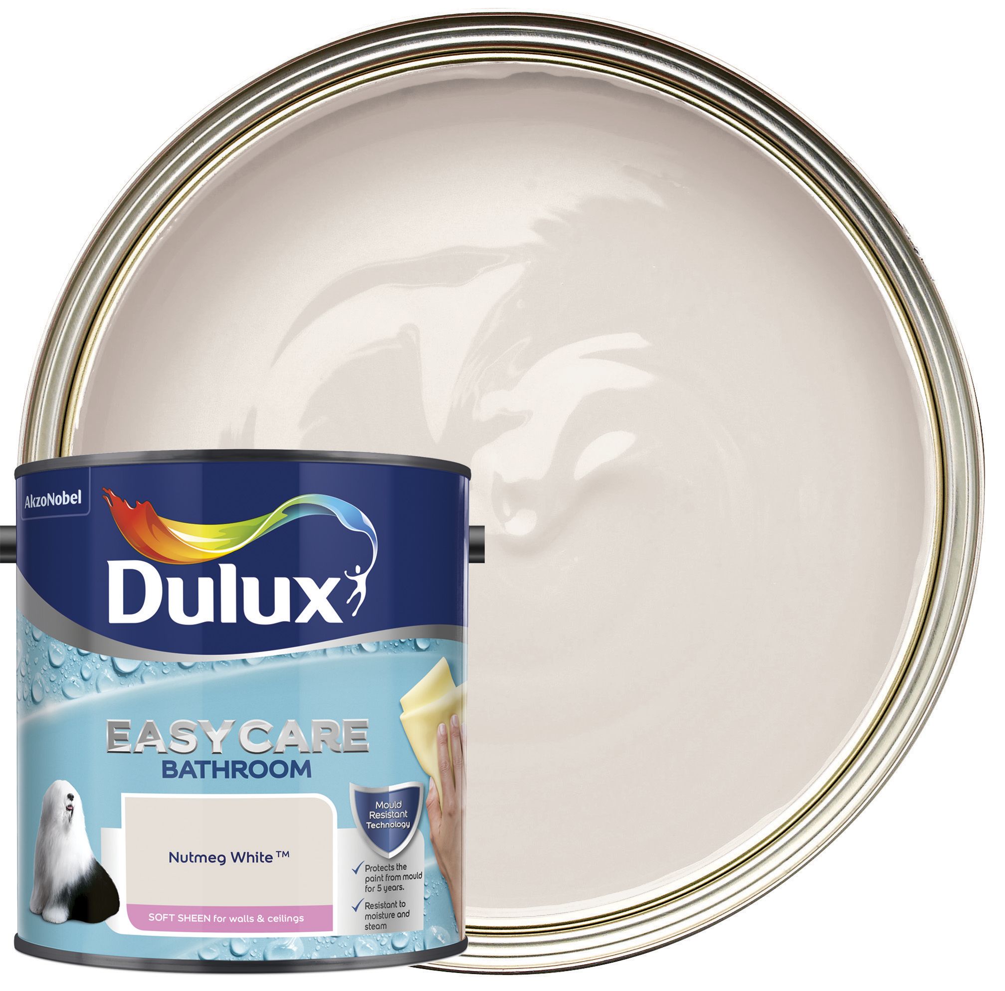 Dulux Easycare Bathroom Soft Sheen Emulsion Paint - Nutmeg White - 2.5L