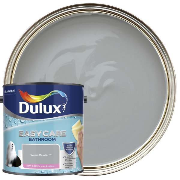 Dulux Easycare Bathroom Soft Sheen Emulsion Paint - Warm Pewter - 2.5L