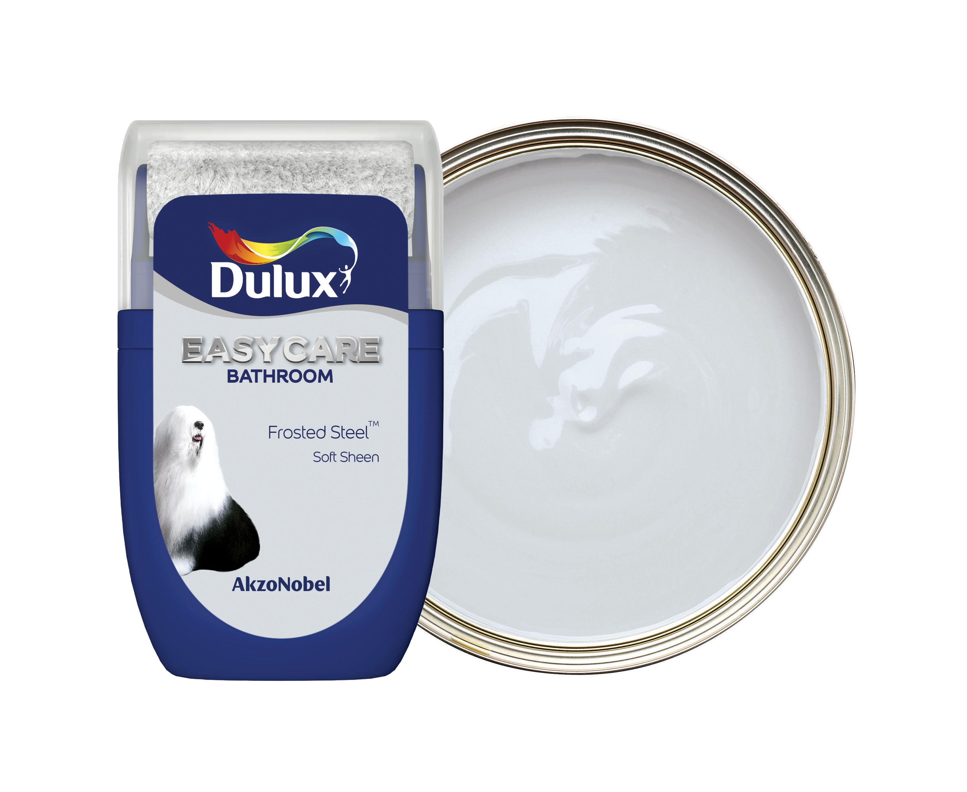 Image of Dulux Easycare Bathroom Paint - Frosted Steel Tester Pot - 30ml