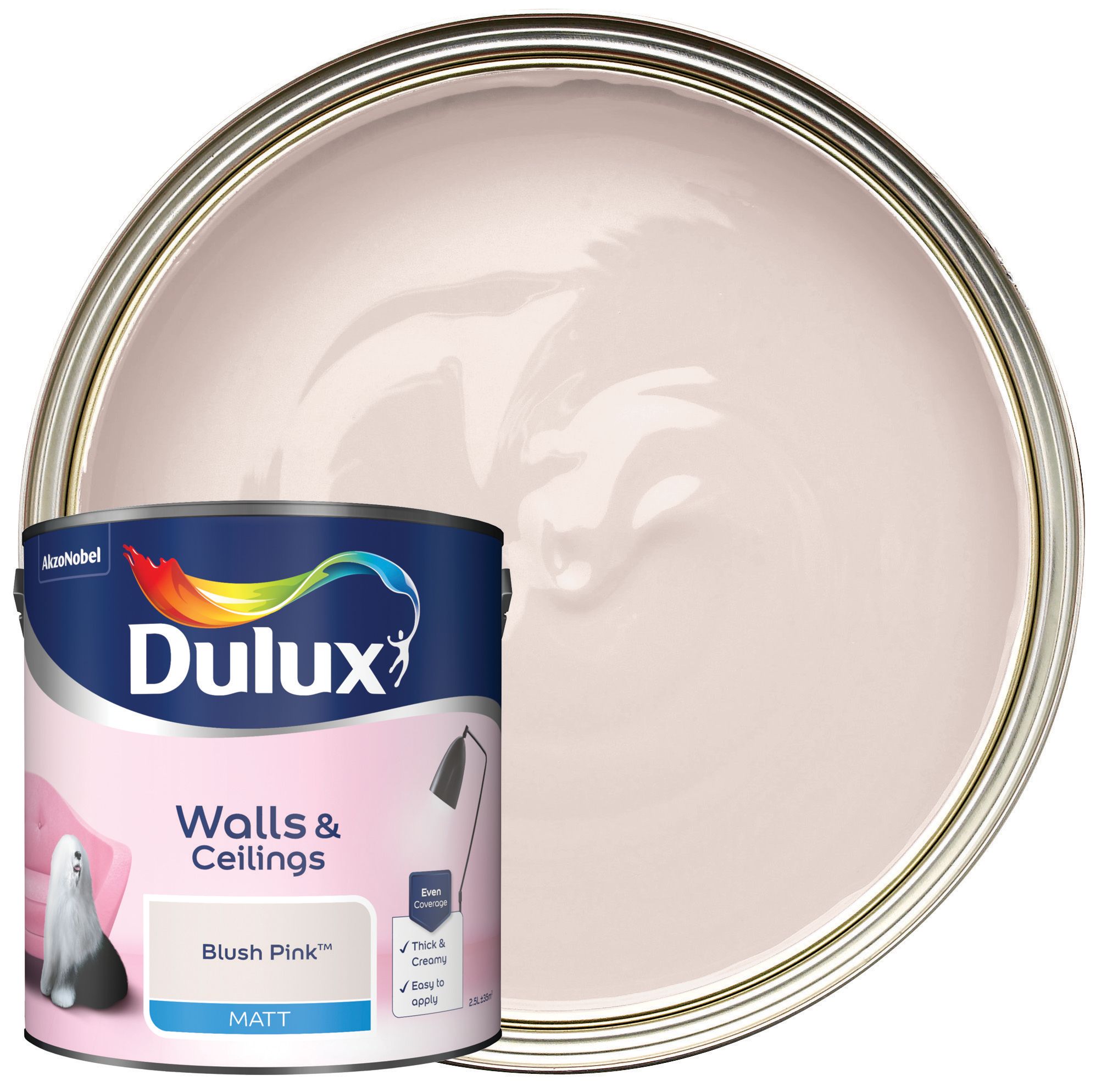 Image of Dulux Matt Emulsion Paint - Blush Pink - 2.5L