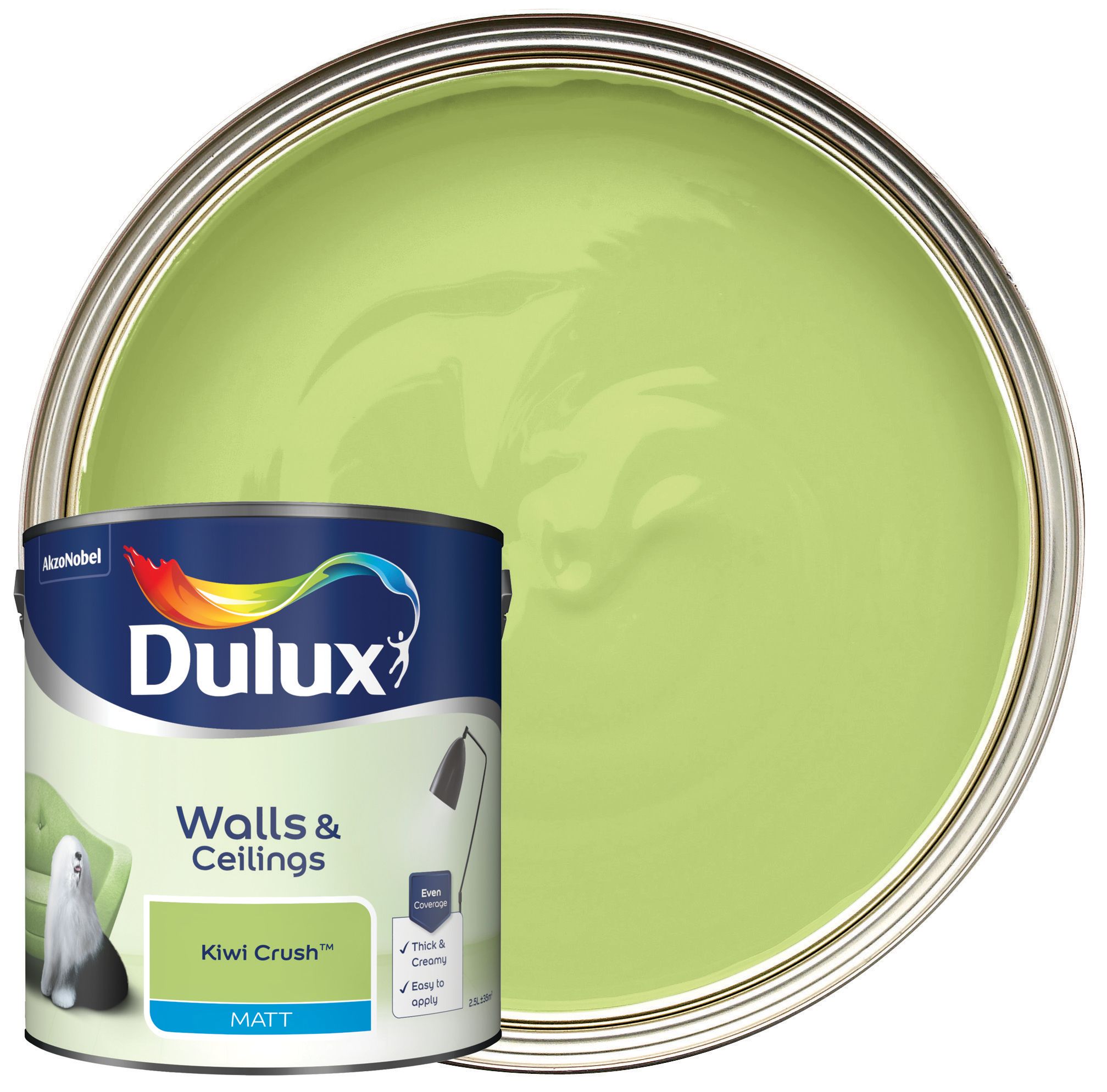 Image of Dulux Matt Emulsion Paint - Kiwi Crush - 2.5L