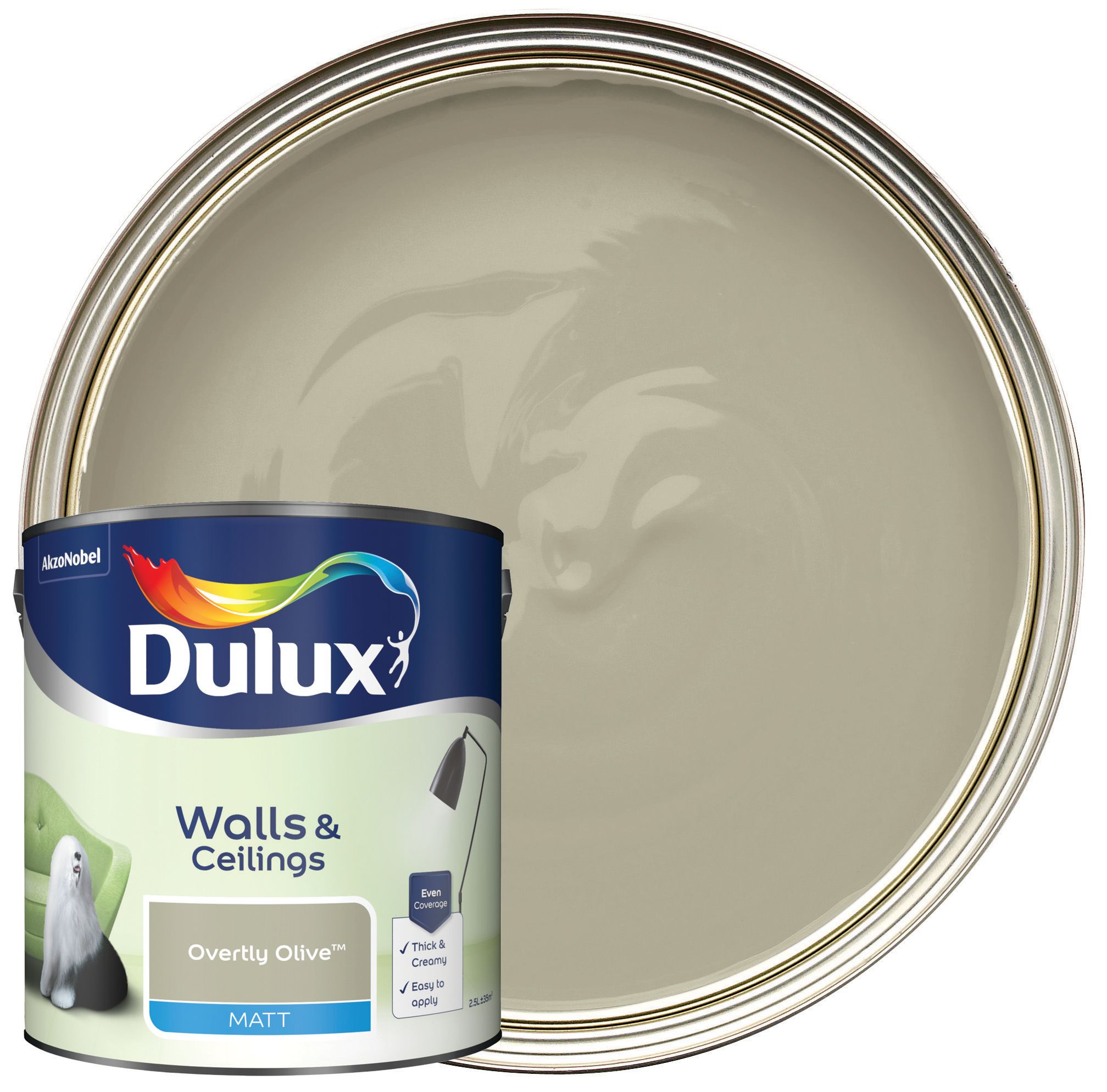 Image of Dulux Matt Emulsion Paint - Overtly Olive - 2.5L