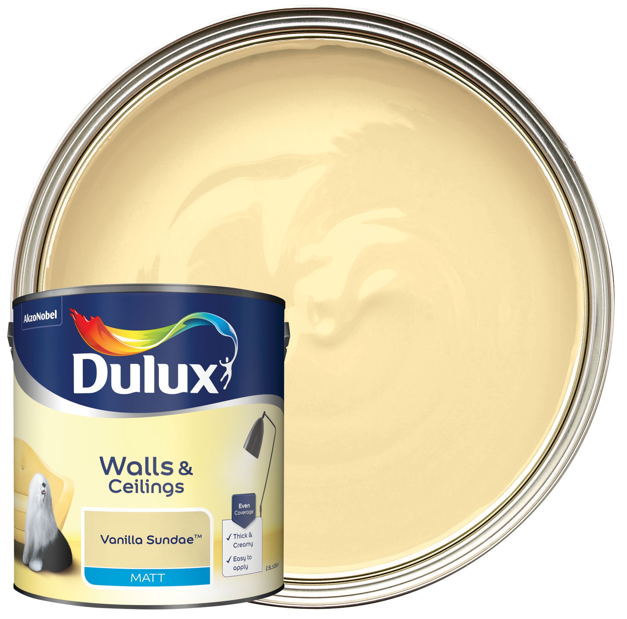 Image of Dulux Matt Emulsion Paint - Vanilla Sundae - 2.5L