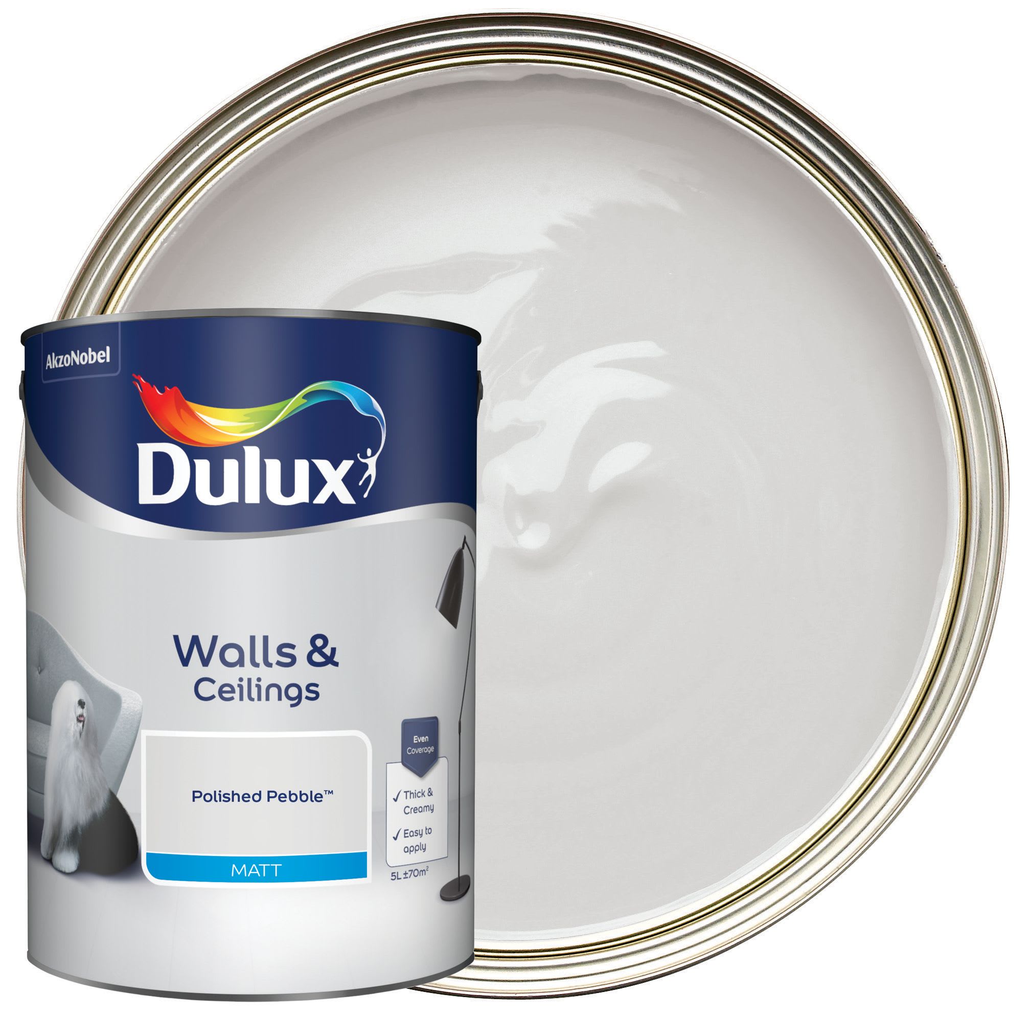 Dulux Matt Emulsion Paint Polished Pebble 5L Wickes.co.uk