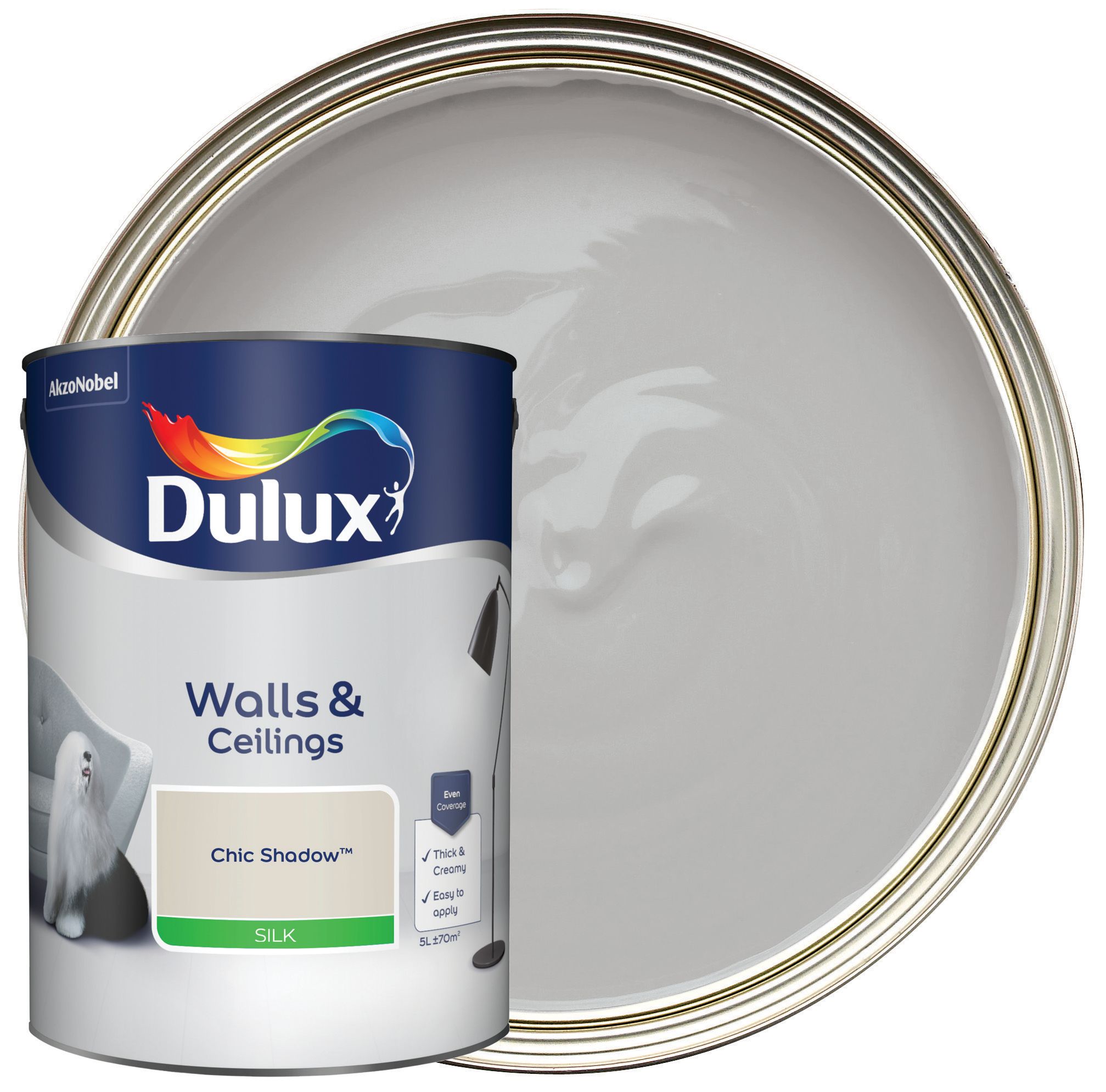 Image of Dulux Silk Emulsion Paint - Chic Shadow - 5L