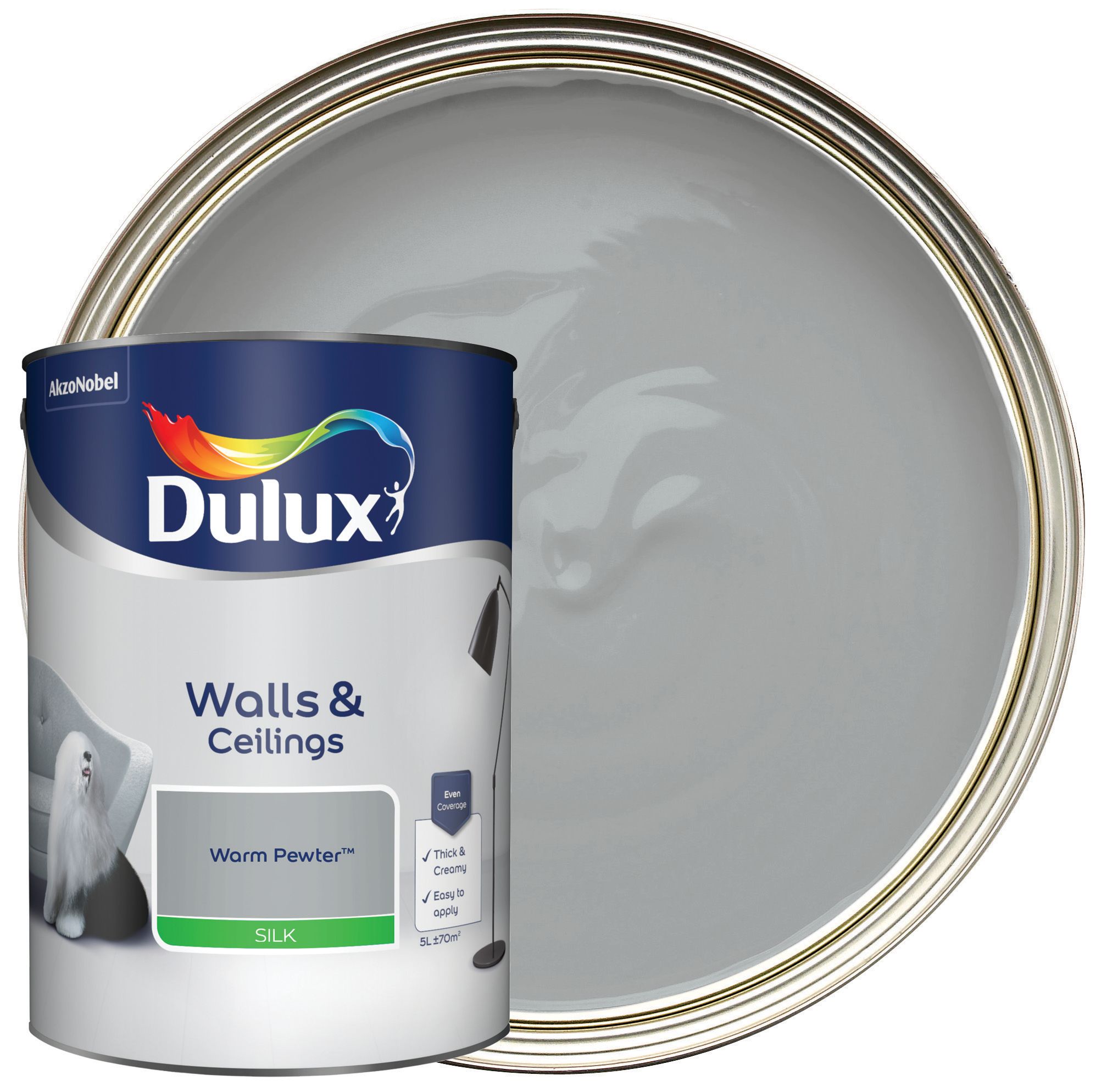 Image of Dulux Silk Emulsion Paint - Warm Pewter - 5L