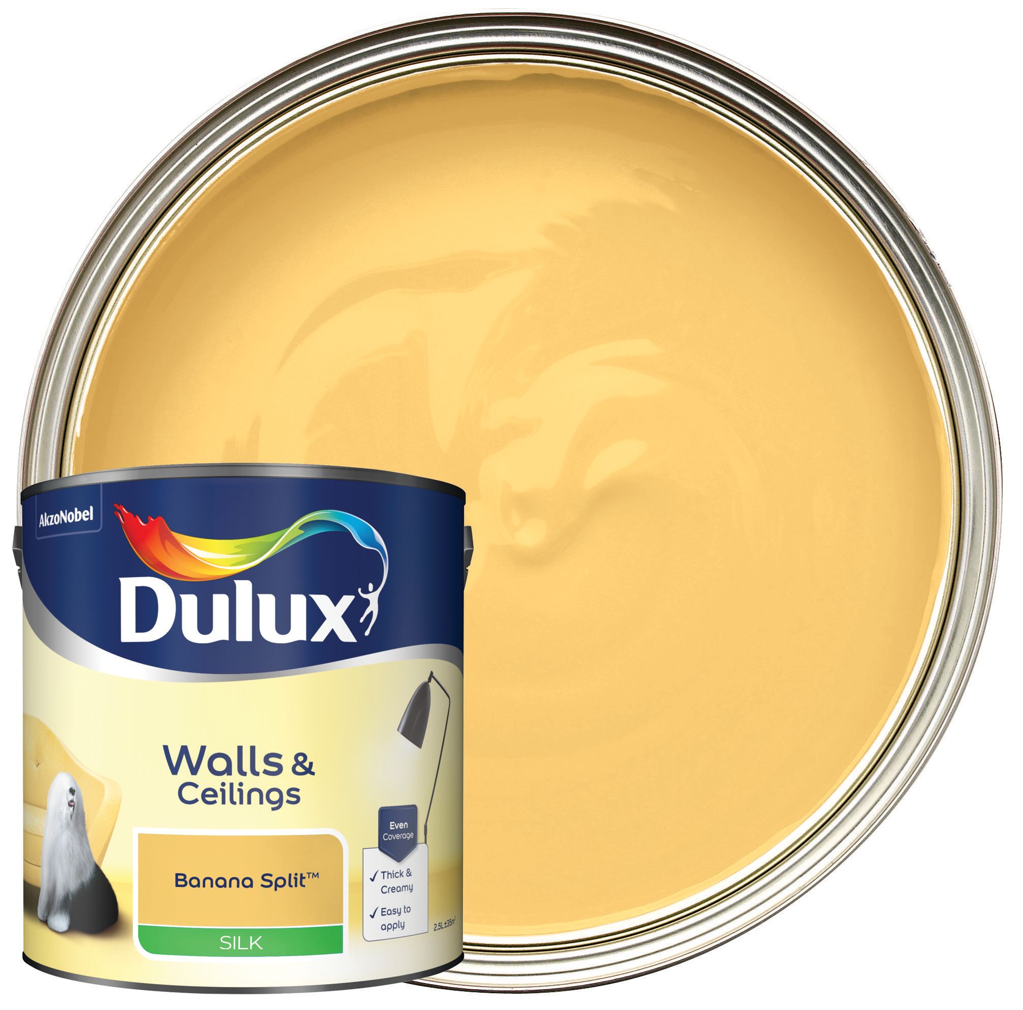 Image of Dulux Silk Emulsion Paint - Banana Split - 2.5L