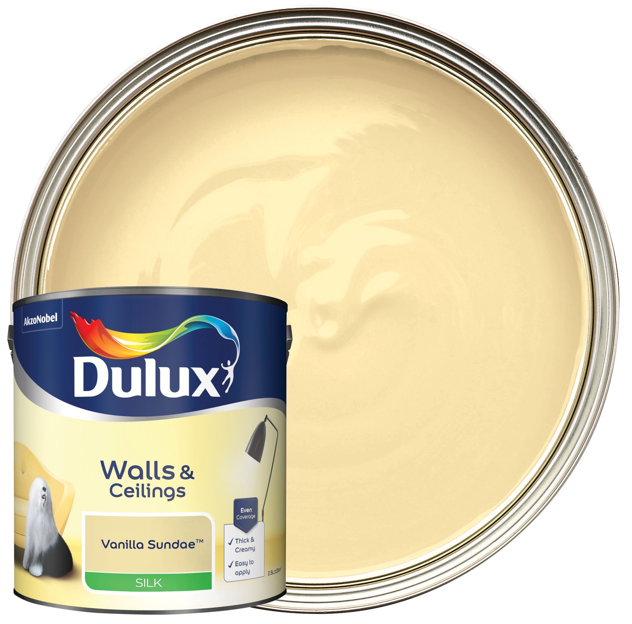 Image of Dulux Silk Emulsion Paint - Vanilla Sundae - 2.5L