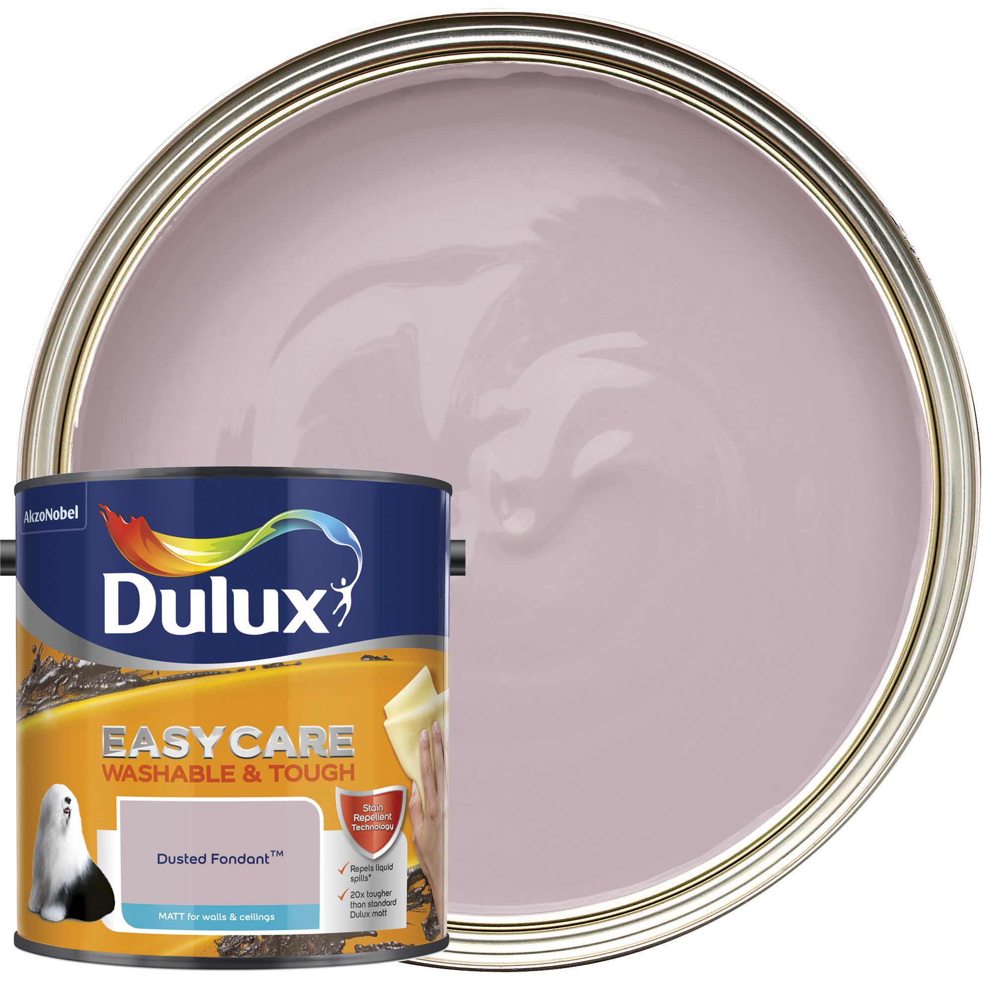 Dulux Easycare Washable & Tough Matt Emulsion Paint - Dusted Fondant - 2.5L