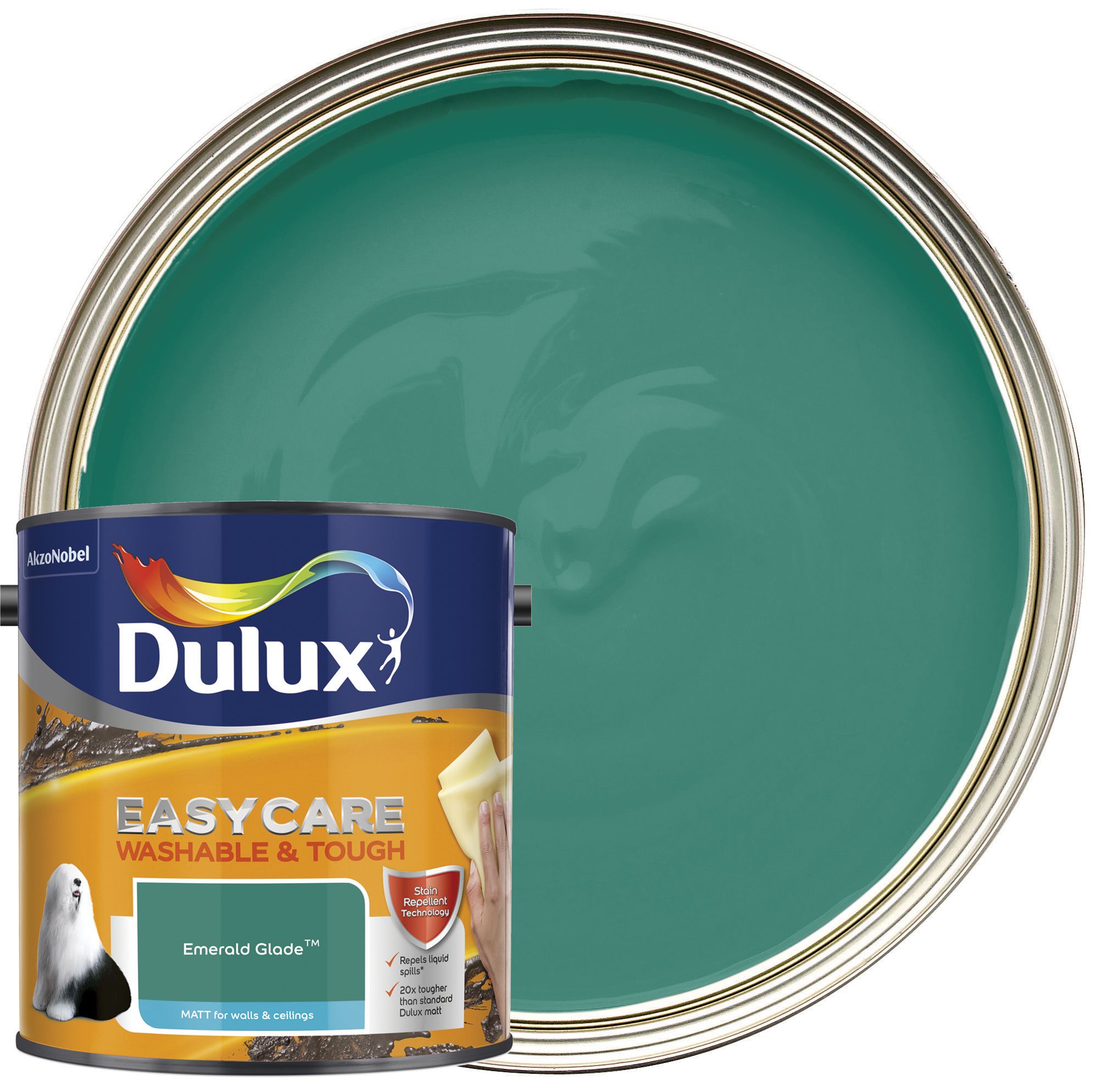 Image of Dulux Easycare Washable & Tough Matt Emulsion Paint - Emerald Glade - 2.5L