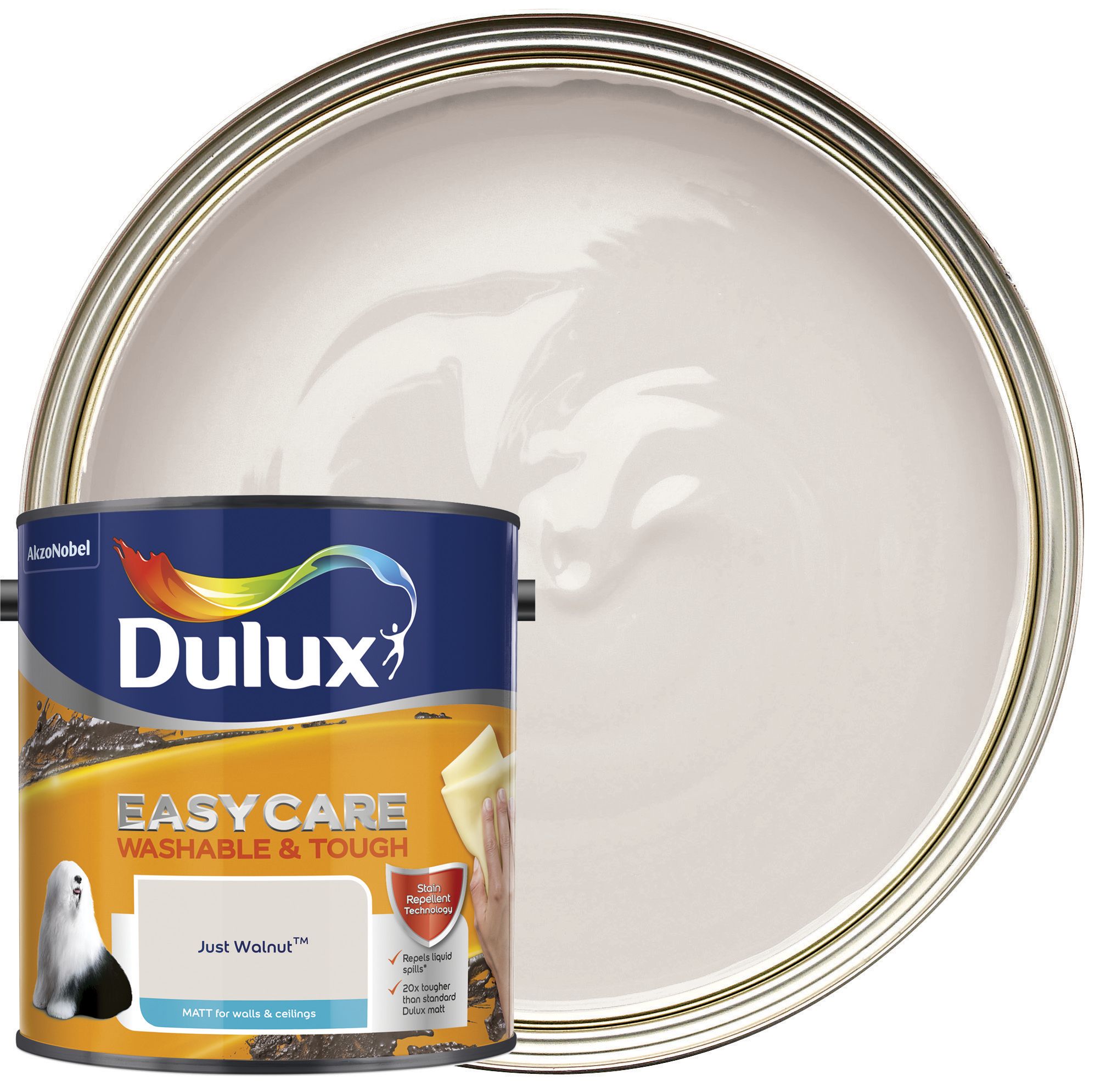 Dulux Easycare Washable & Tough Matt Emulsion Paint - Just Walnut - 2.5L