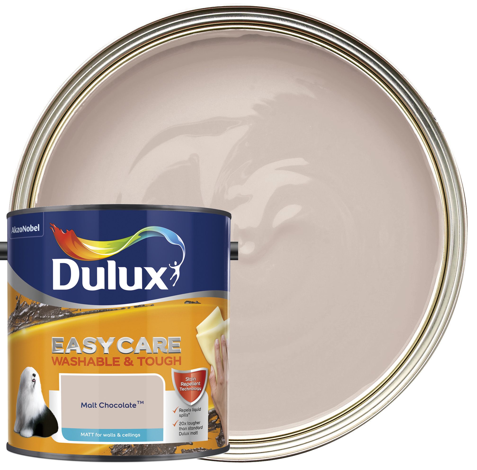 Image of Dulux Easycare Washable & Tough Matt Emulsion Paint - Malt Chocolate - 2.5L