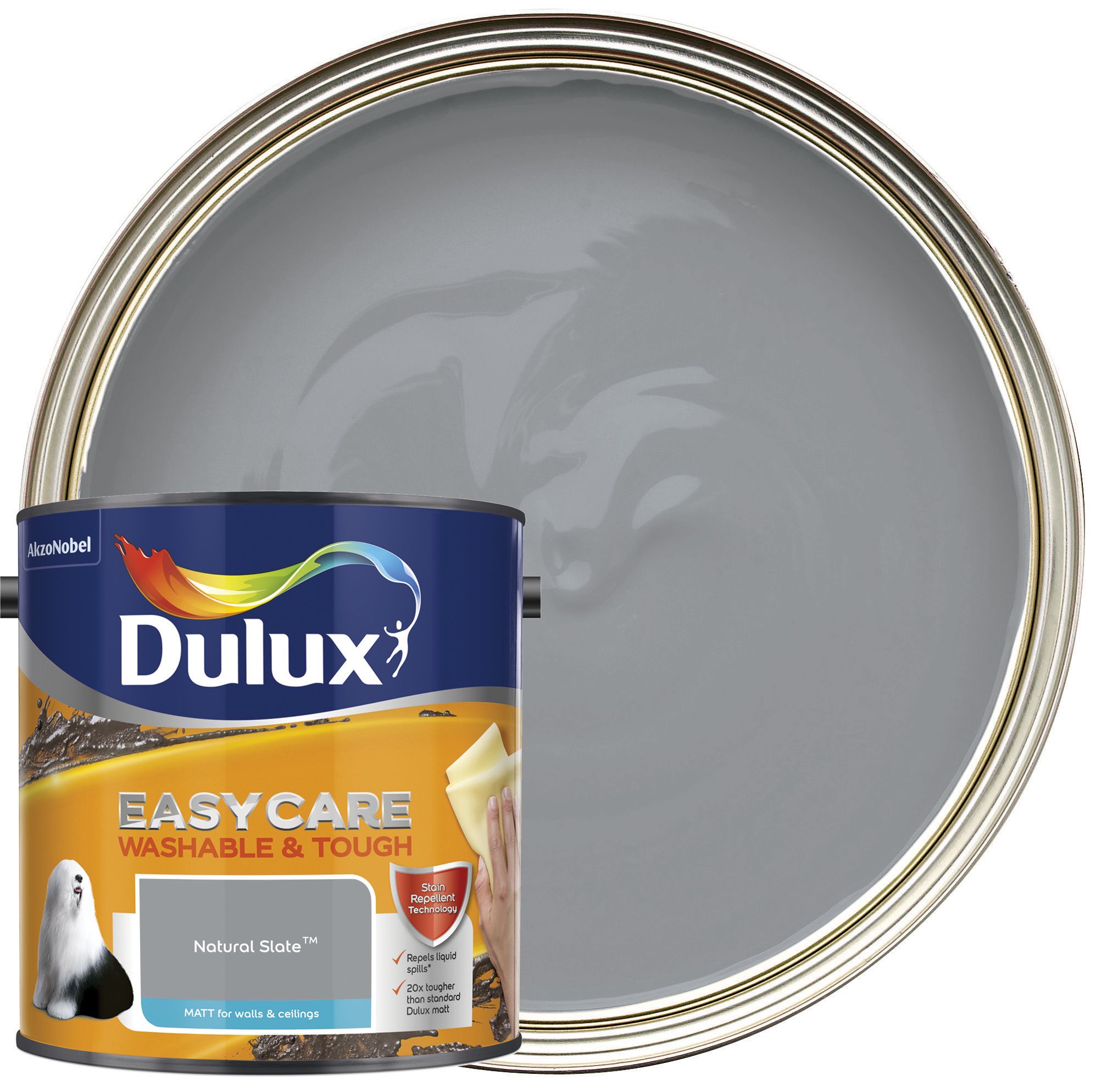 Image of Dulux Easycare Washable & Tough Matt Emulsion Paint - Natural Slate - 2.5L