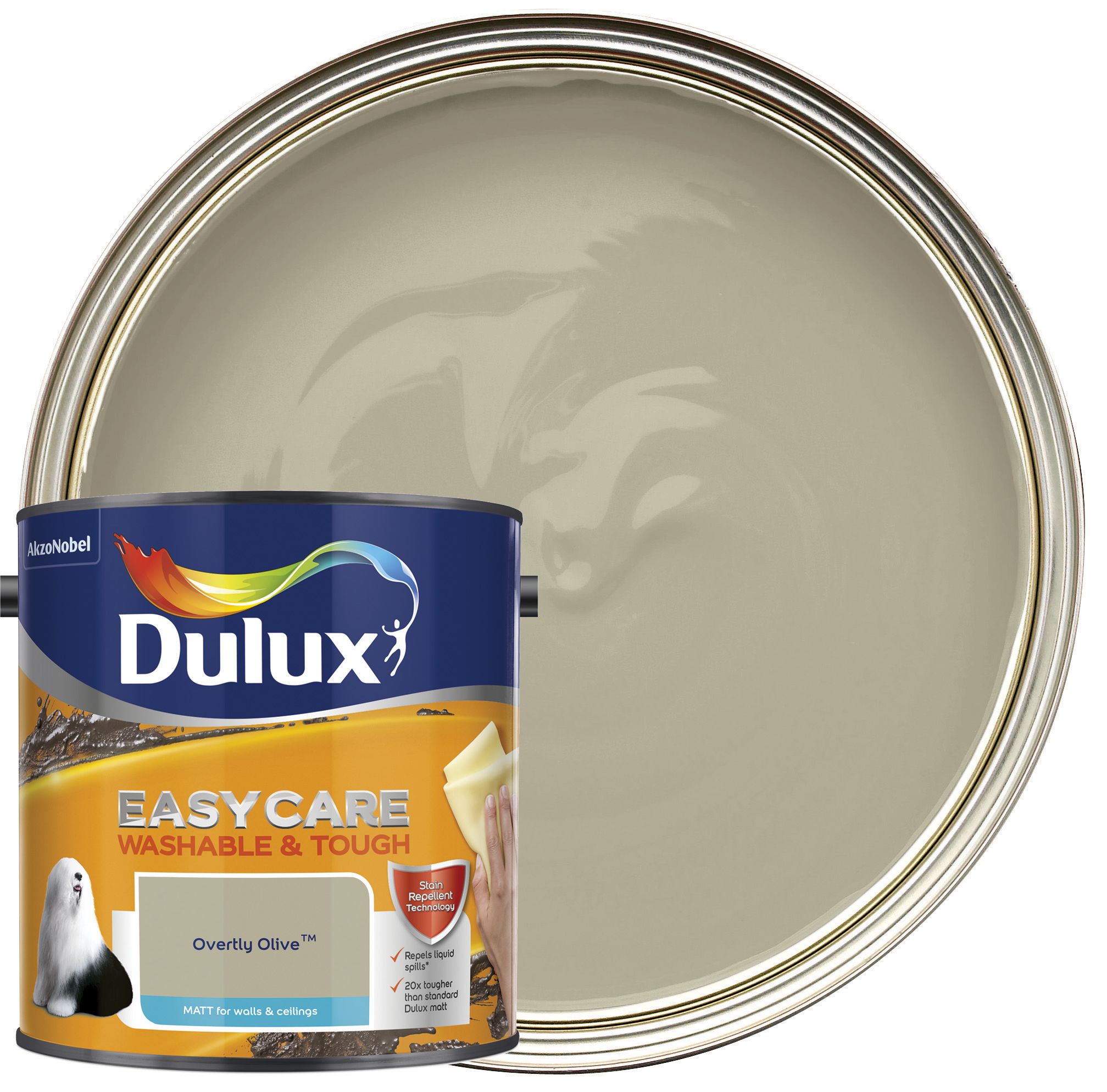 Dulux Easycare Washable & Tough Matt Emulsion Paint - Overtly Olive - 2.5L