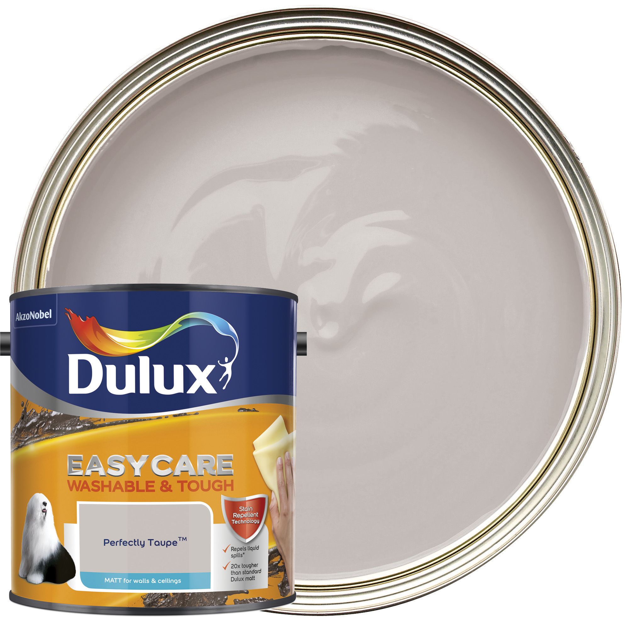 Dulux Easycare Washable & Tough Matt Emulsion Paint - Perfectly Taupe - 2.5L