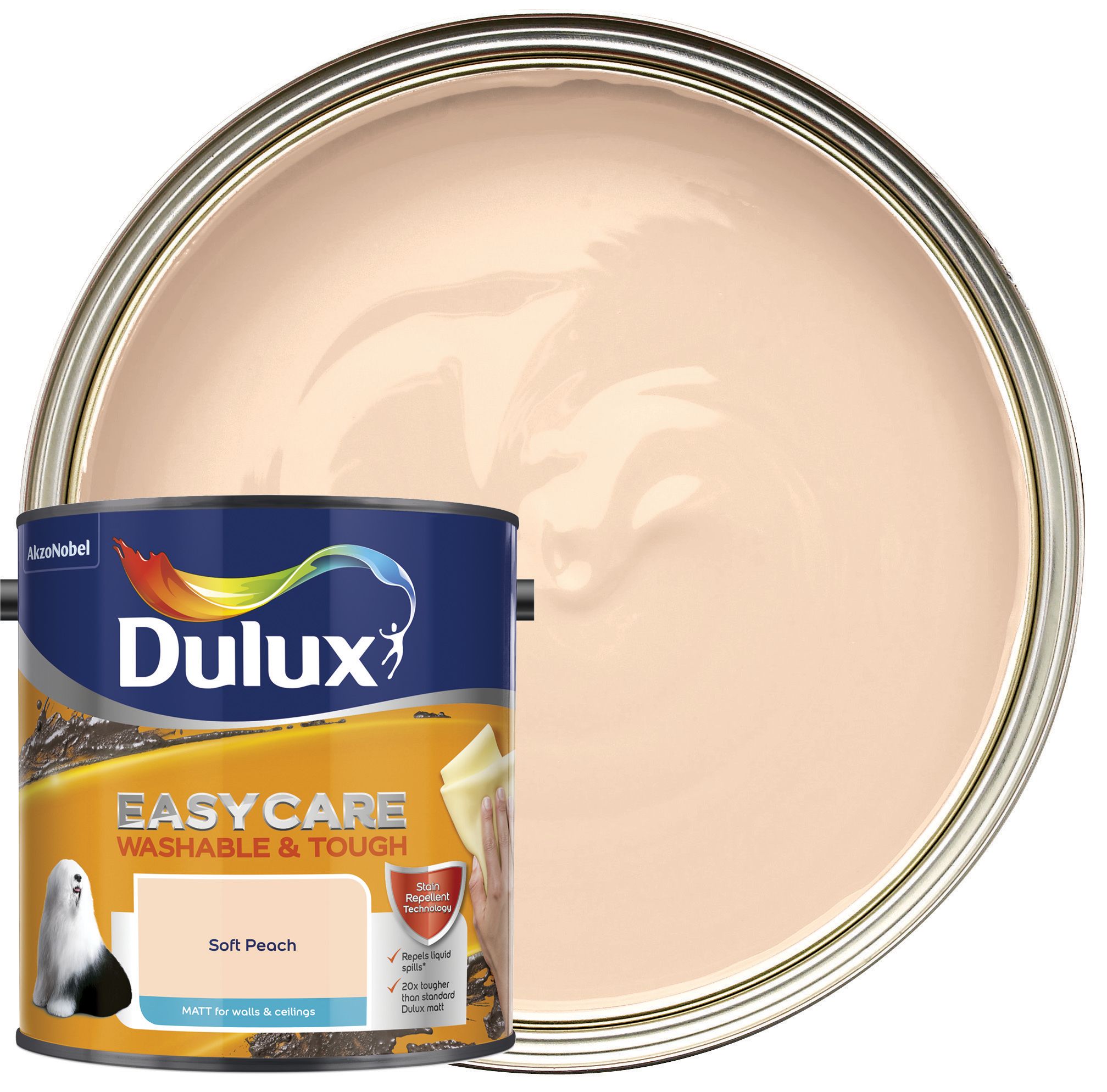 Image of Dulux Easycare Washable & Tough Matt Emulsion Paint - Soft Peach - 2.5L