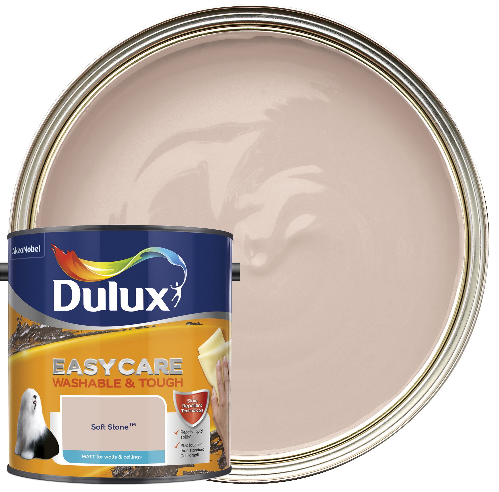 Image of Dulux Easycare Washable & Tough Matt Emulsion Paint - Soft Stone - 2.5L