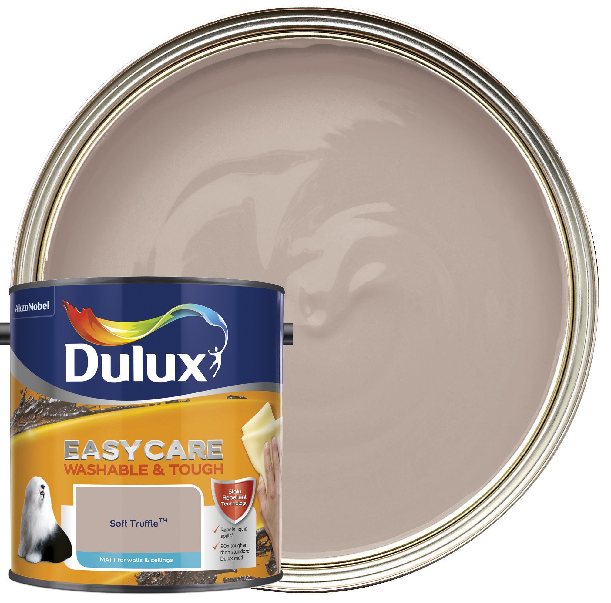 Image of Dulux Easycare Washable & Tough Matt Emulsion Paint - Soft Truffle - 2.5L