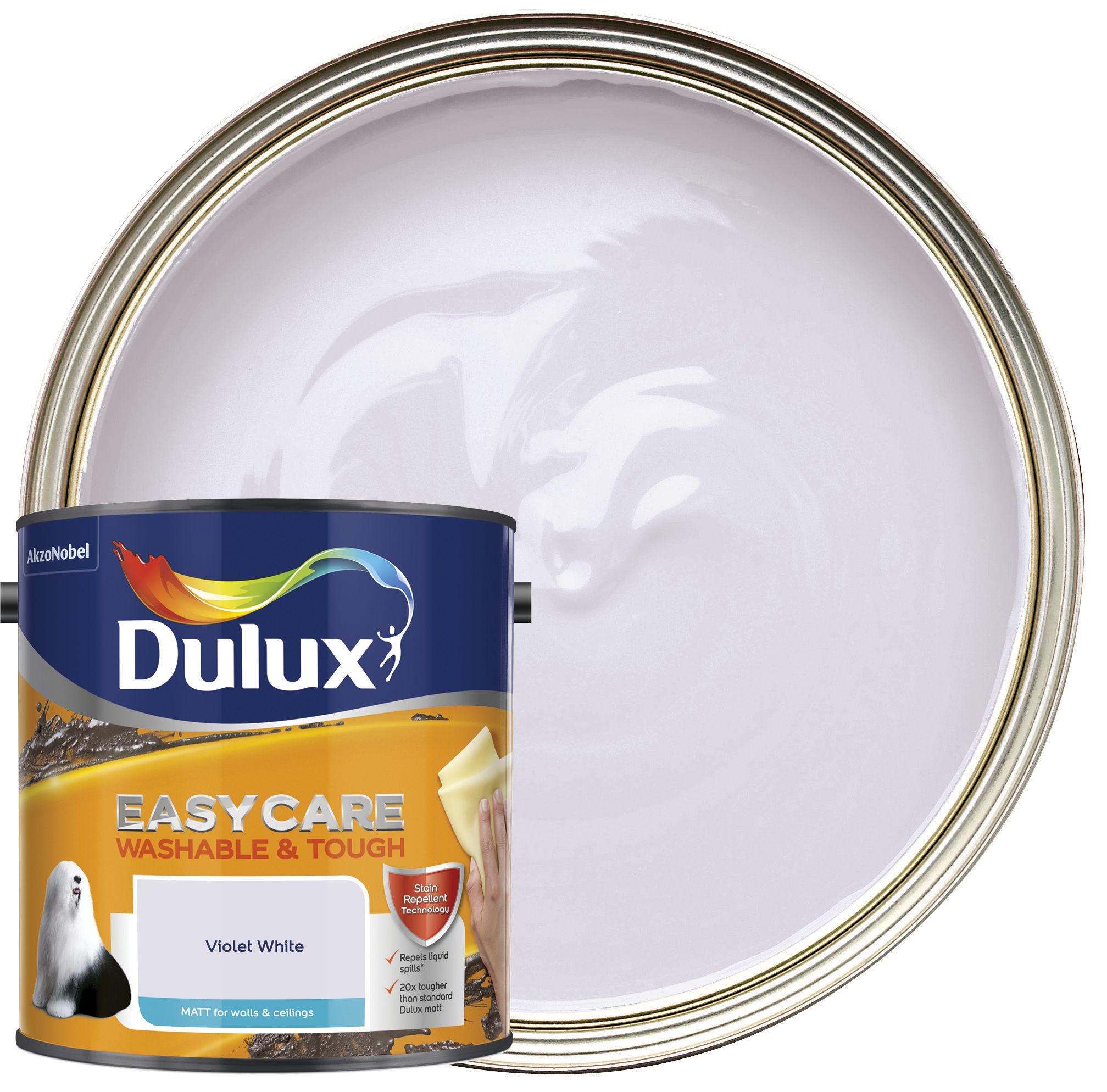 Dulux Easycare Washable & Tough Matt Emulsion Paint - Violet White - 2.5L