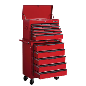 Hilka Heavy Duty 14 Drawer Tool Chest and Cabinet Combination Set - Red