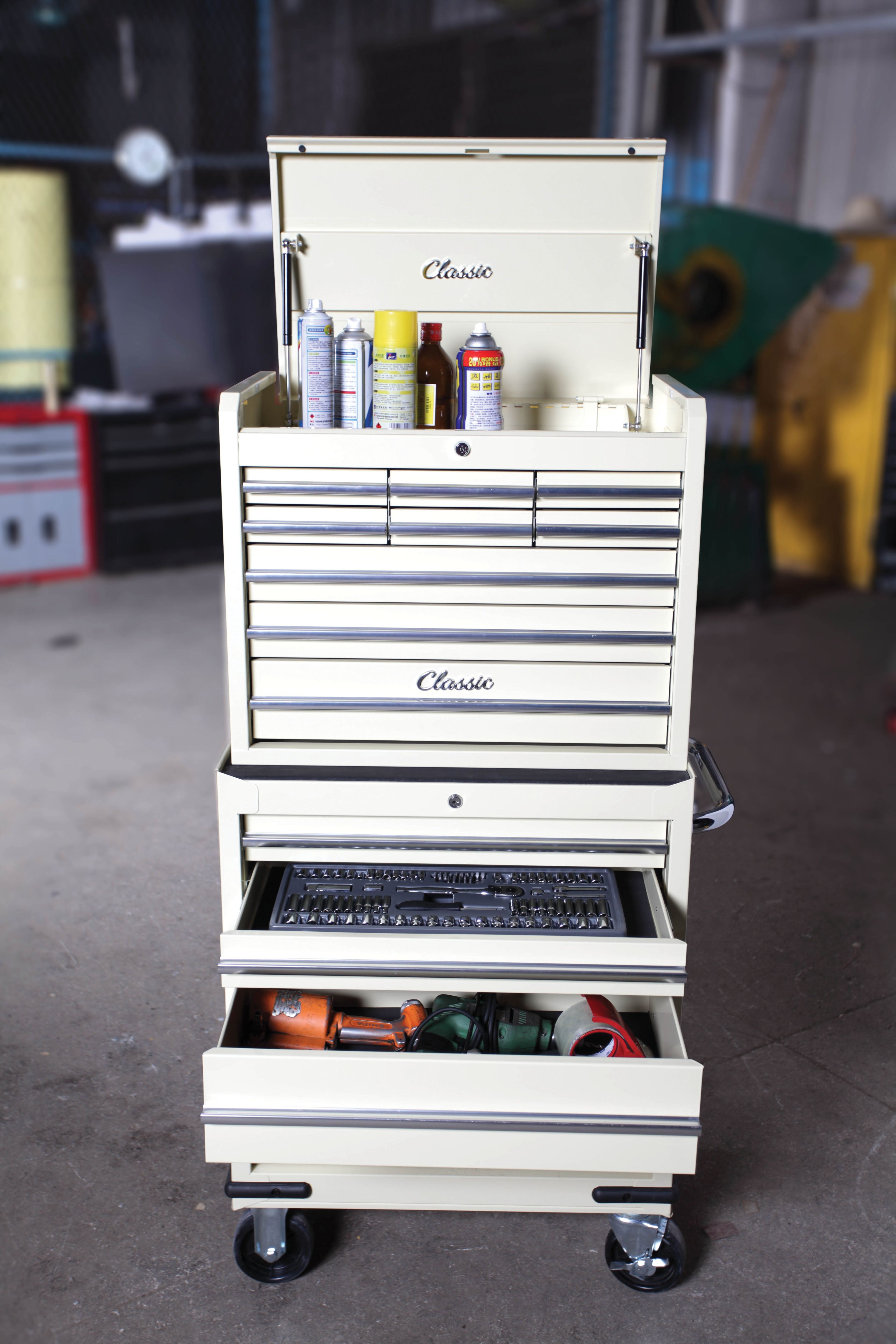 Hilka Classic 13 Drawer Mobile Combination Unit - Cream