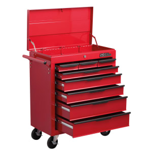 Hilka Heavy Duty 8 Drawer Tool Trolley with Lid - Red