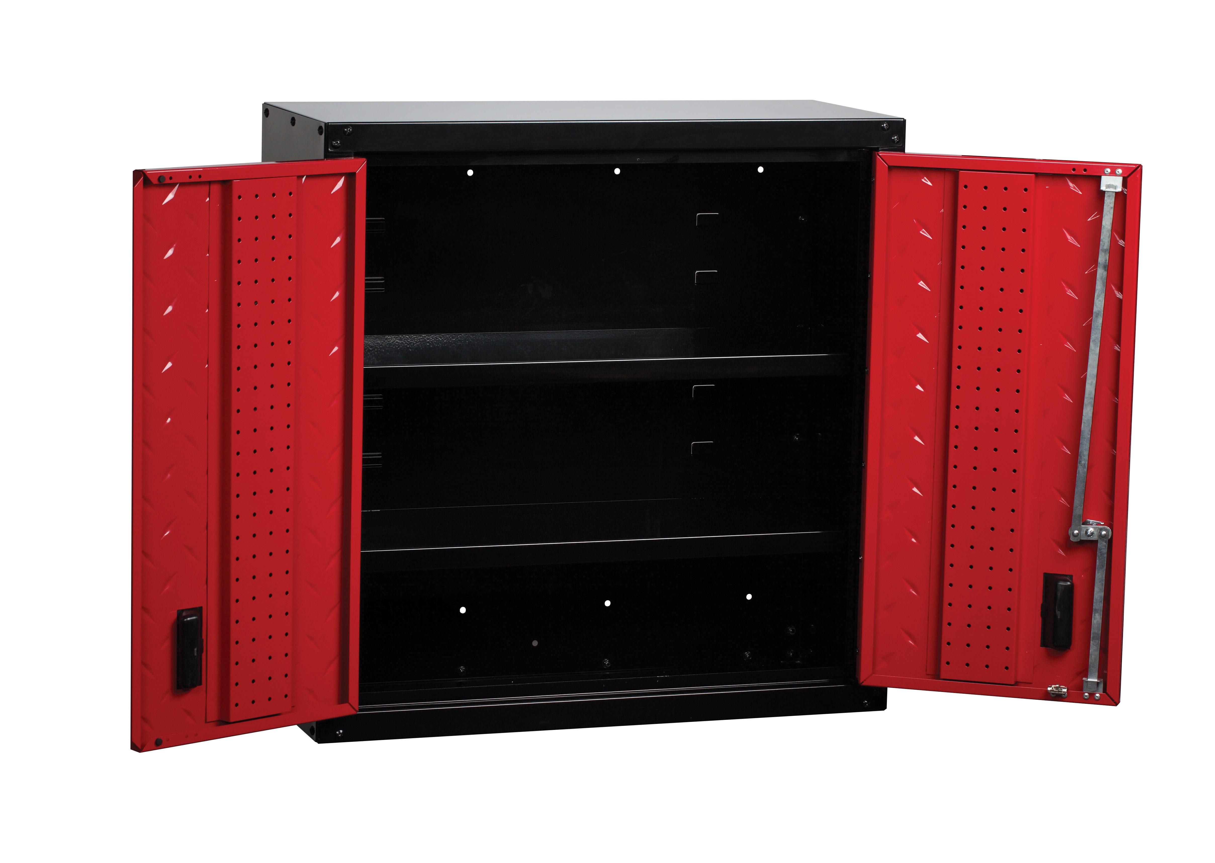 Hilka Garage Storage Locking Wall Hung Unit - Red & Black