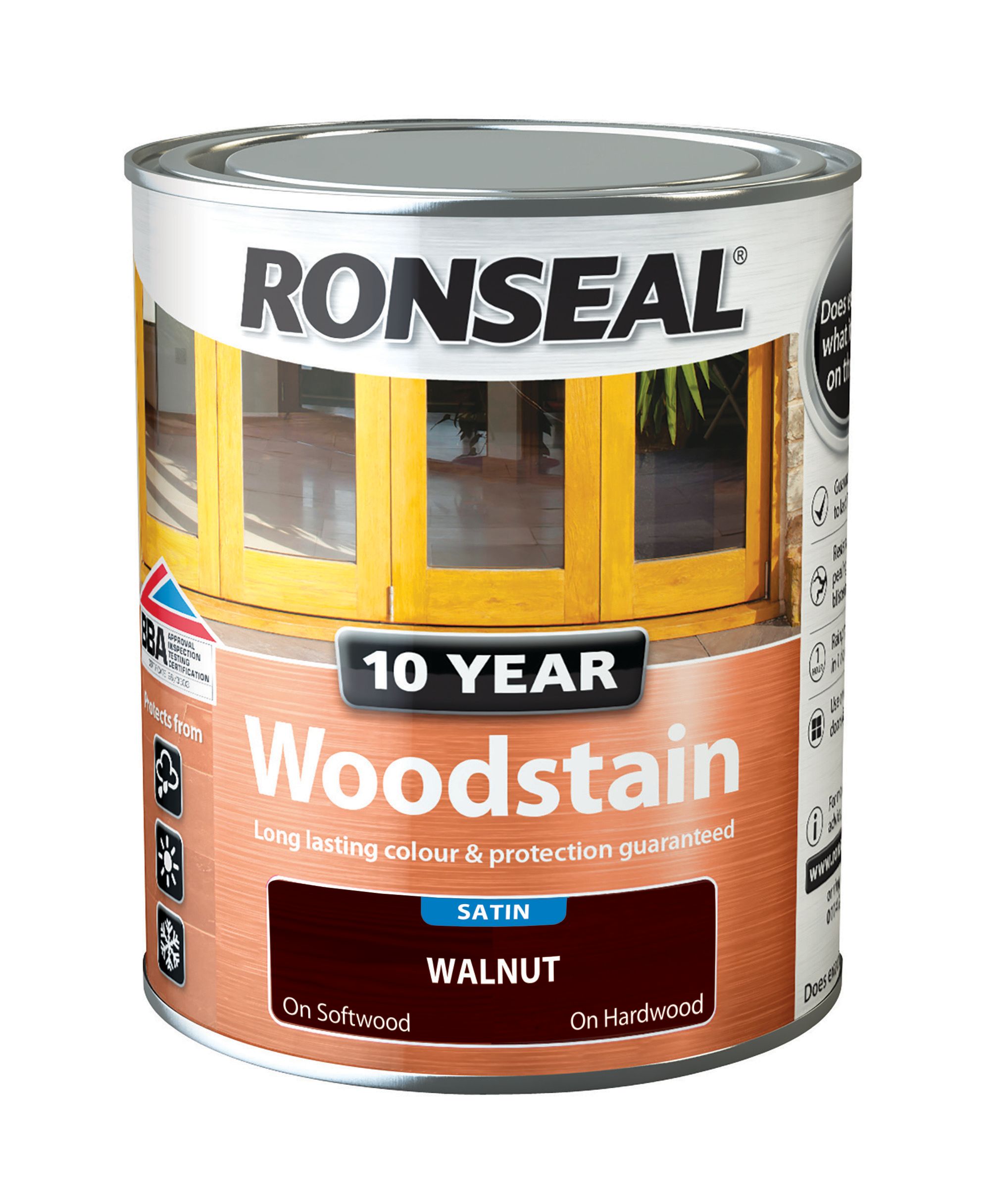 Ronseal 10 Year Woodstain - Walnut - 750ml